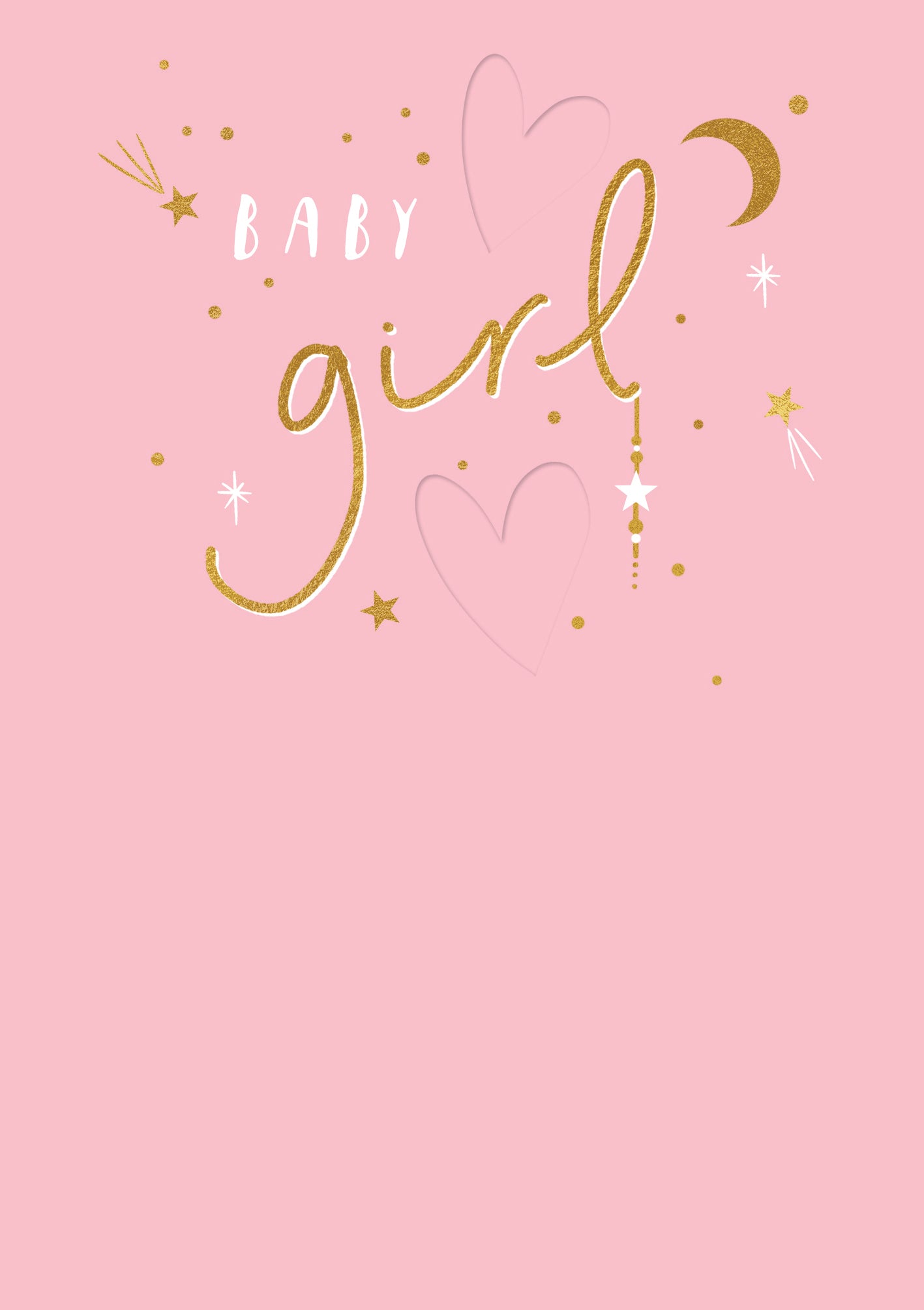 Pink & Gold Lettering New Baby Girl Card at Penny Black