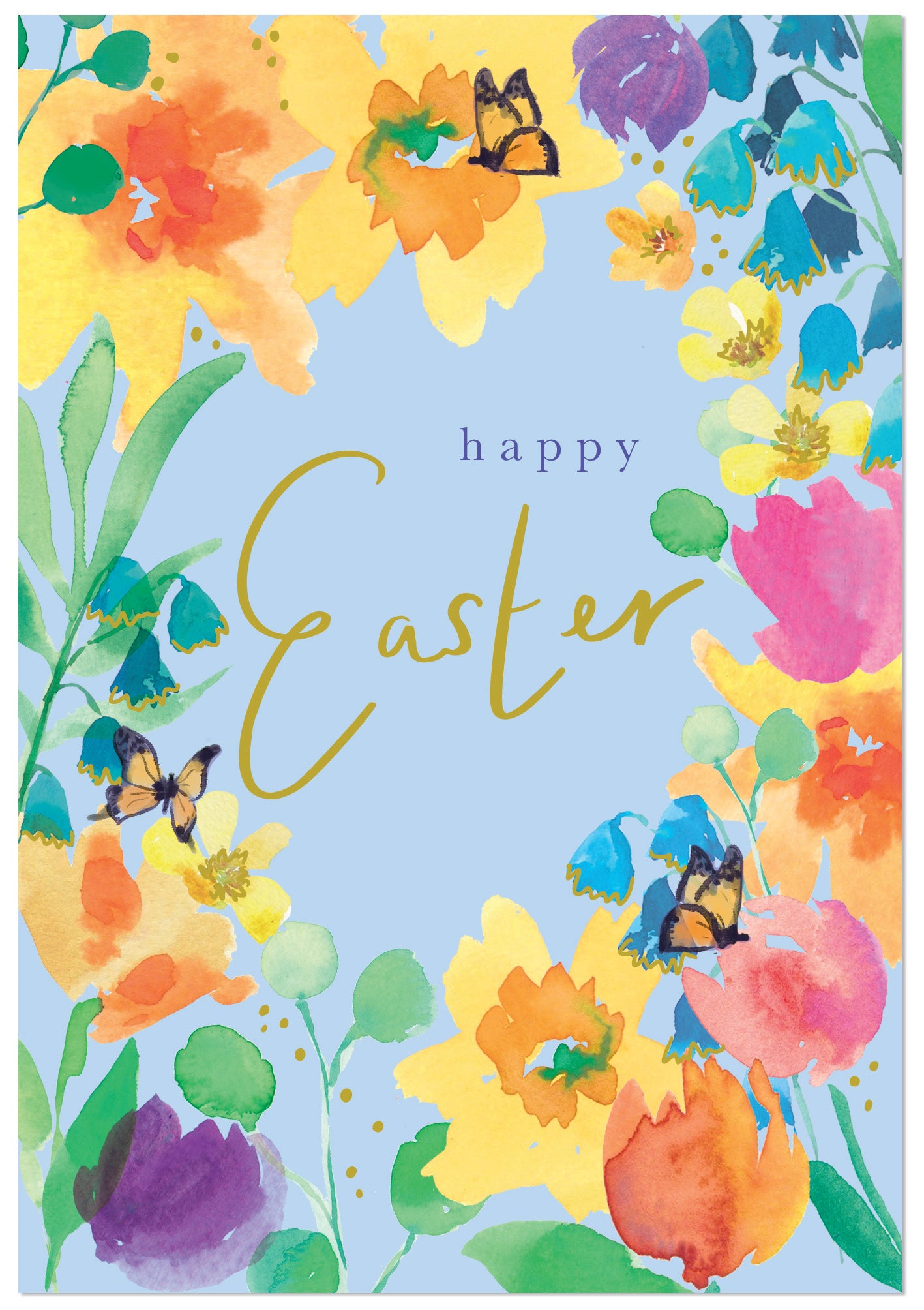 Bold & Bright Floral Wreath With Butterflies Easter Card By Penny Black