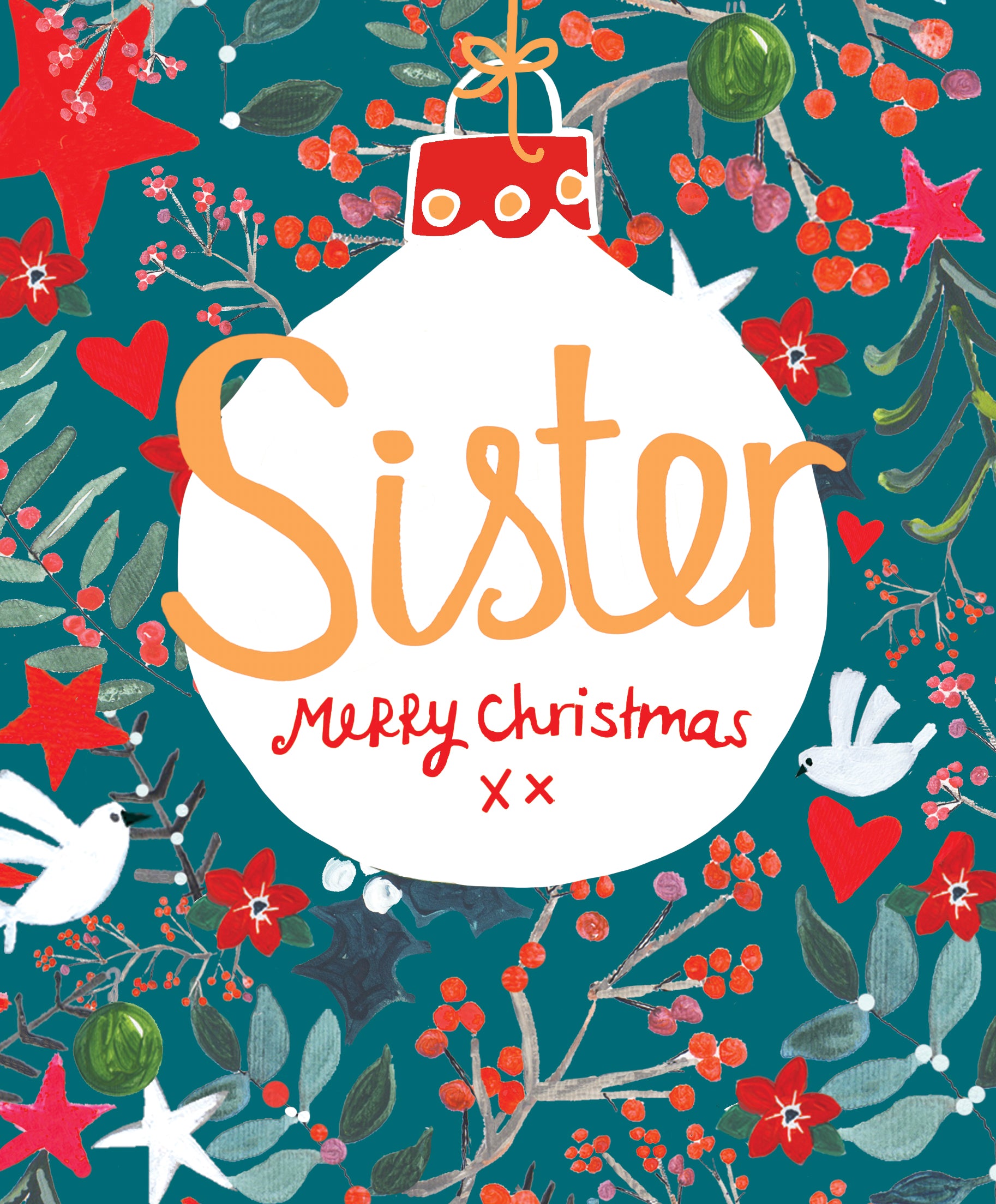 Sister Festive Flora Bauble Christmas Card by Penny Black