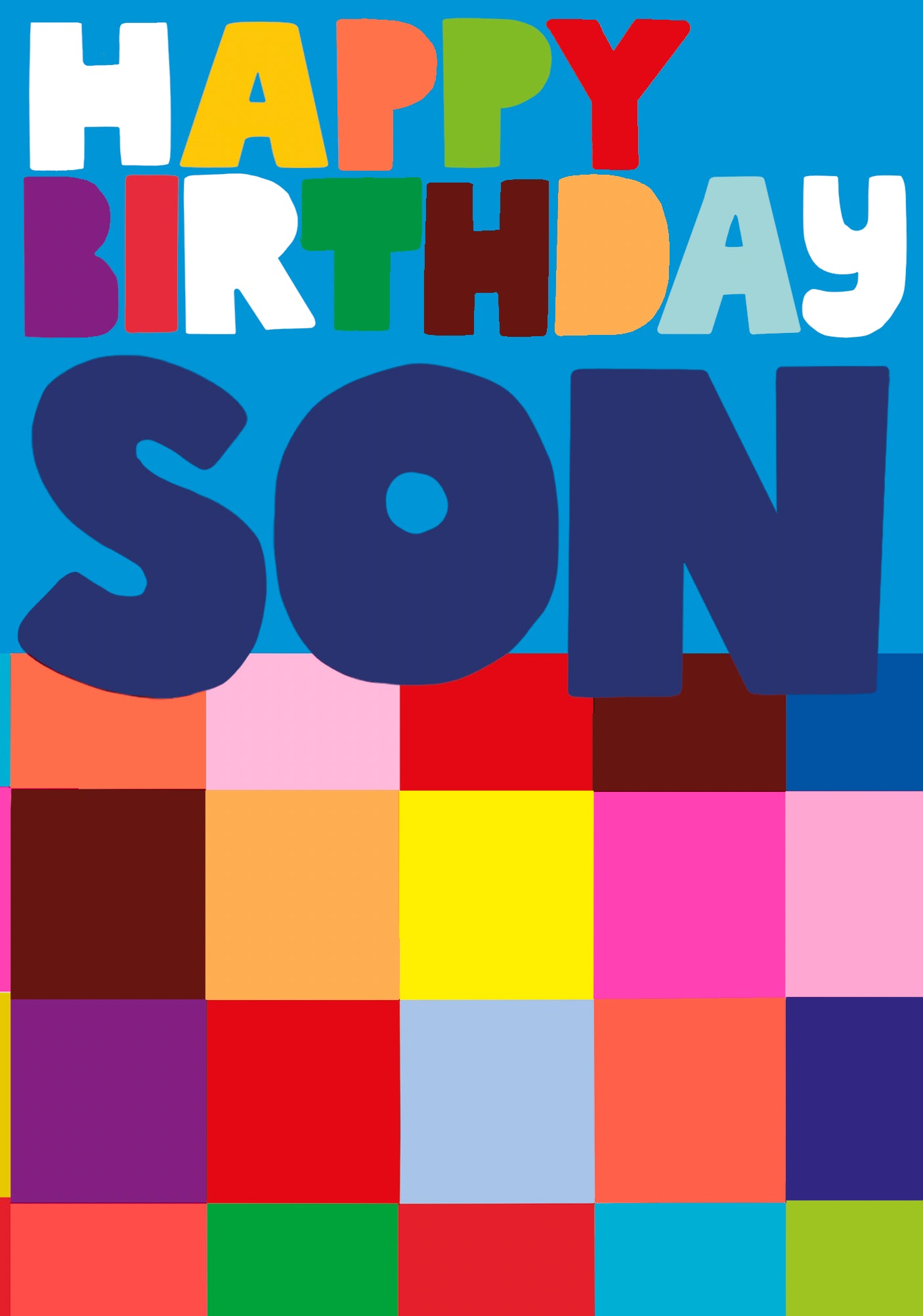 Son Colourful Checkerboard Birthday Card at Penny Black