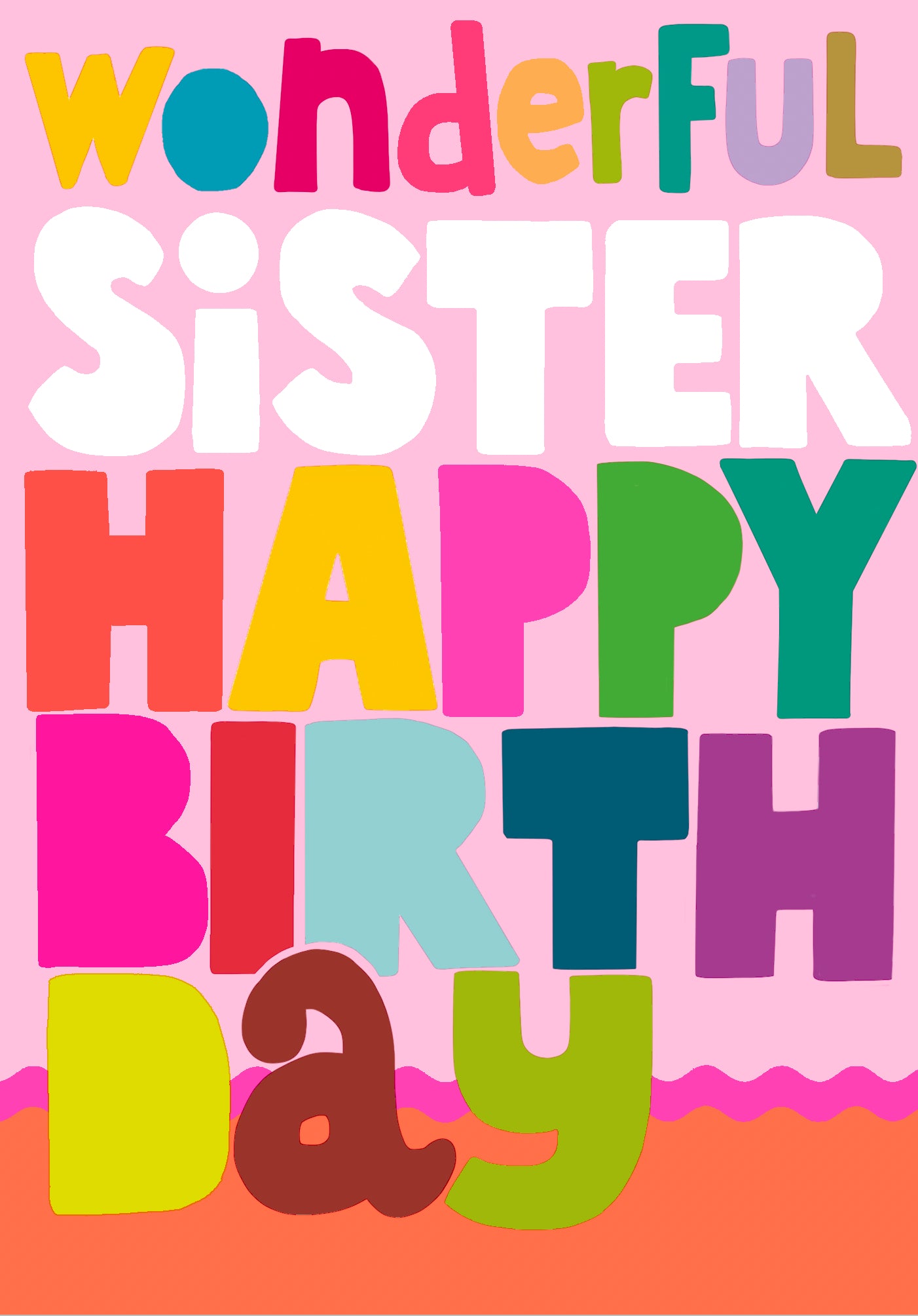 Wonderful Sister Bold And Bright Birthday Card at Penny Black