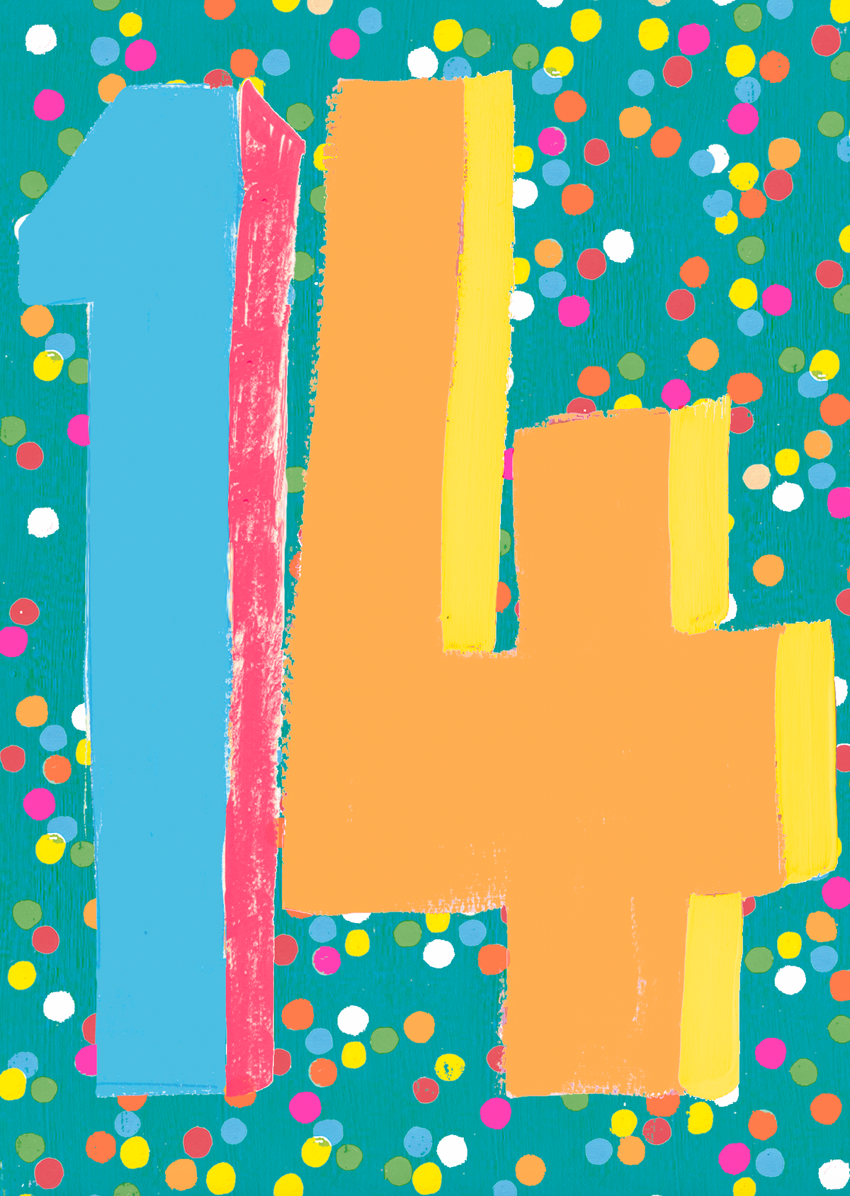 Polka Dot Confetti Paper Salad 14th Birthday Card from Penny Black