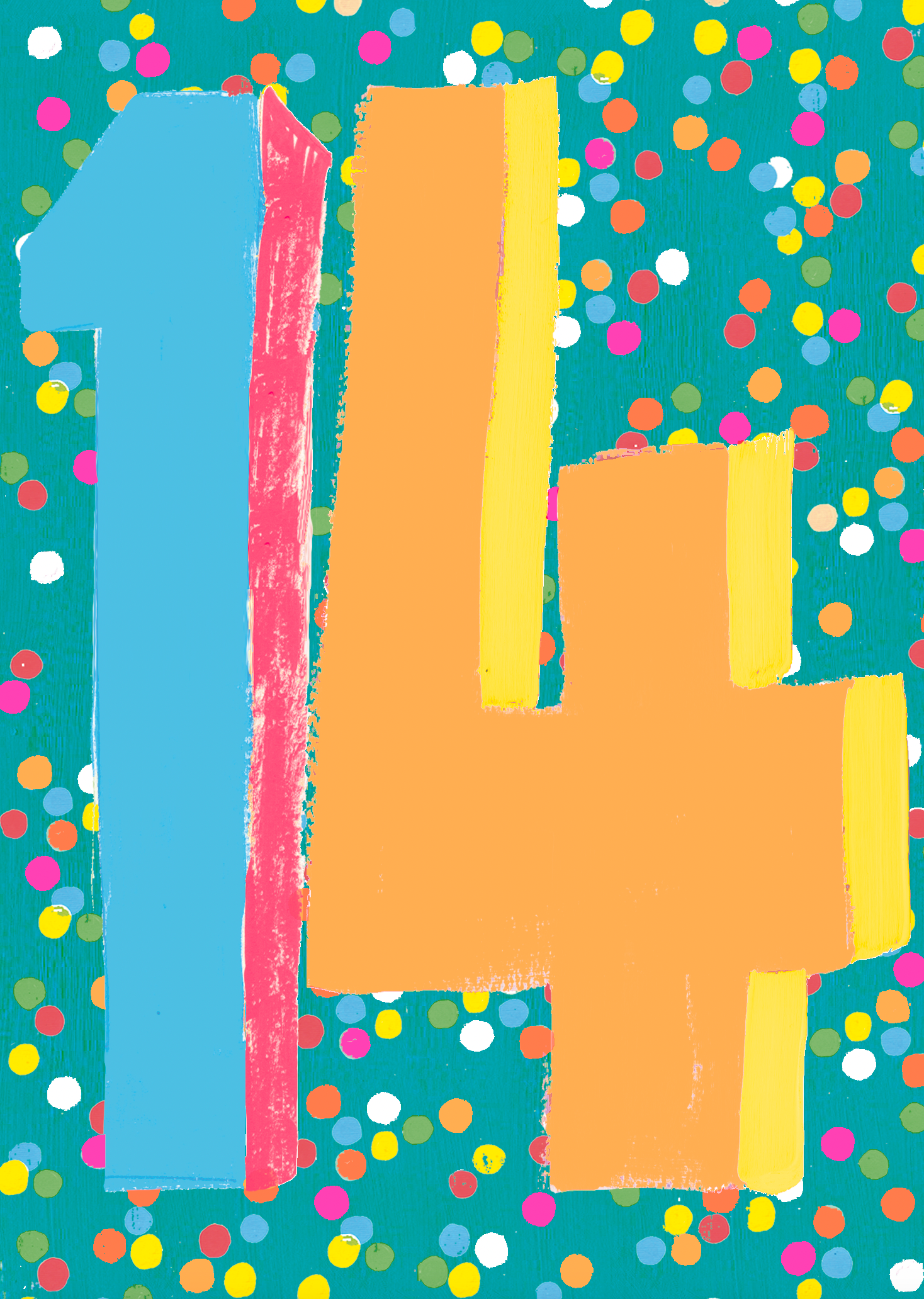 Polka Dot Confetti Paper Salad 14th Birthday Card from Penny Black