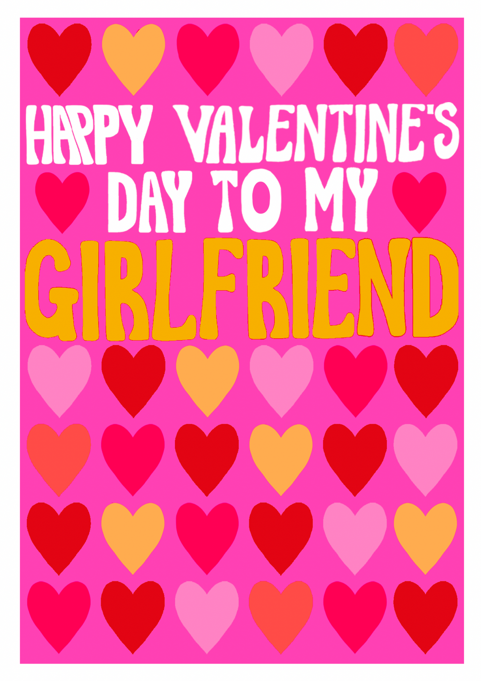 To My Girlfriend Retro Colourful Valentine's Day Card By Penny Black
