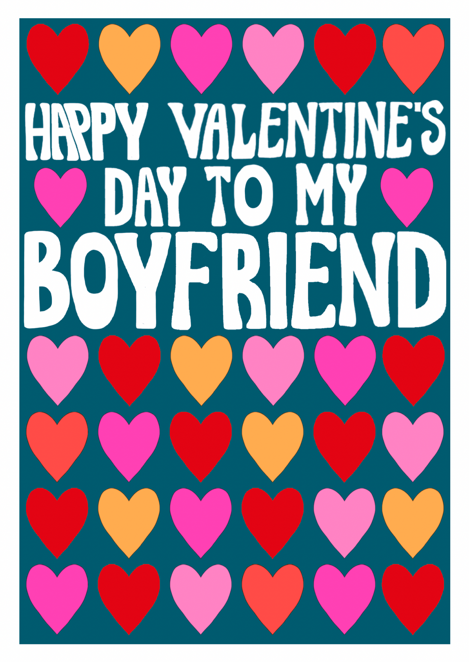 To My Boyfriend Retro Colourful Valentine's Day Card By Penny Black
