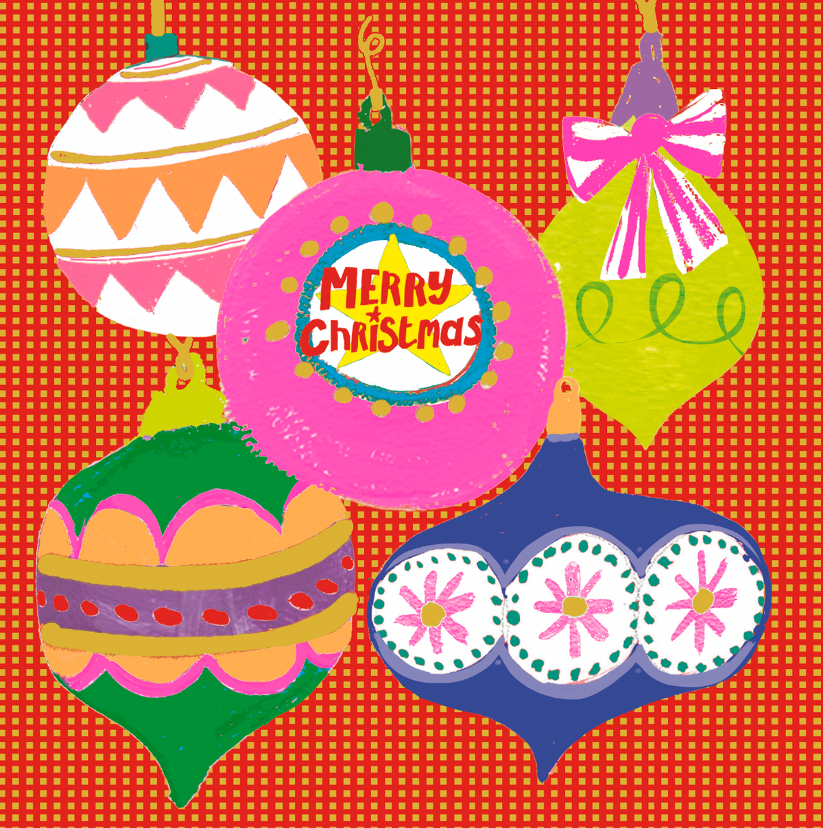 Merry Christmas Foiled Baubles Yellow Star Card By Penny Black