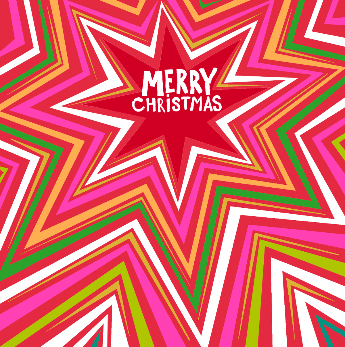 Big Stars In Repeat Red Merry Christmas Card By Penny Black