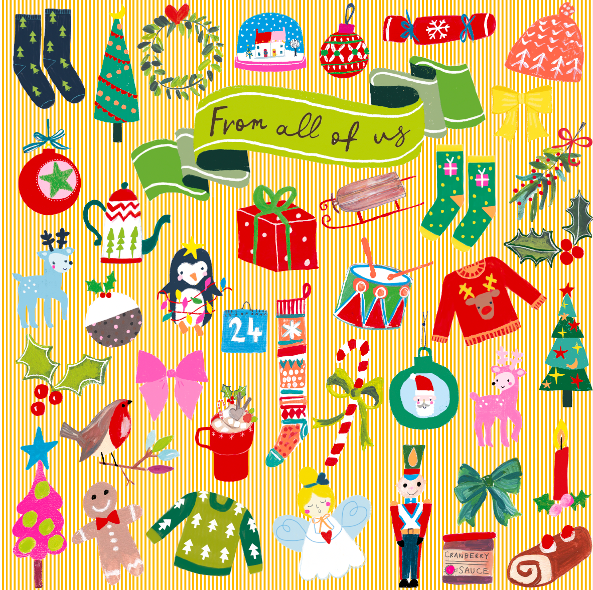From All Of Us Stripes & Icons Christmas Card By Penny Black