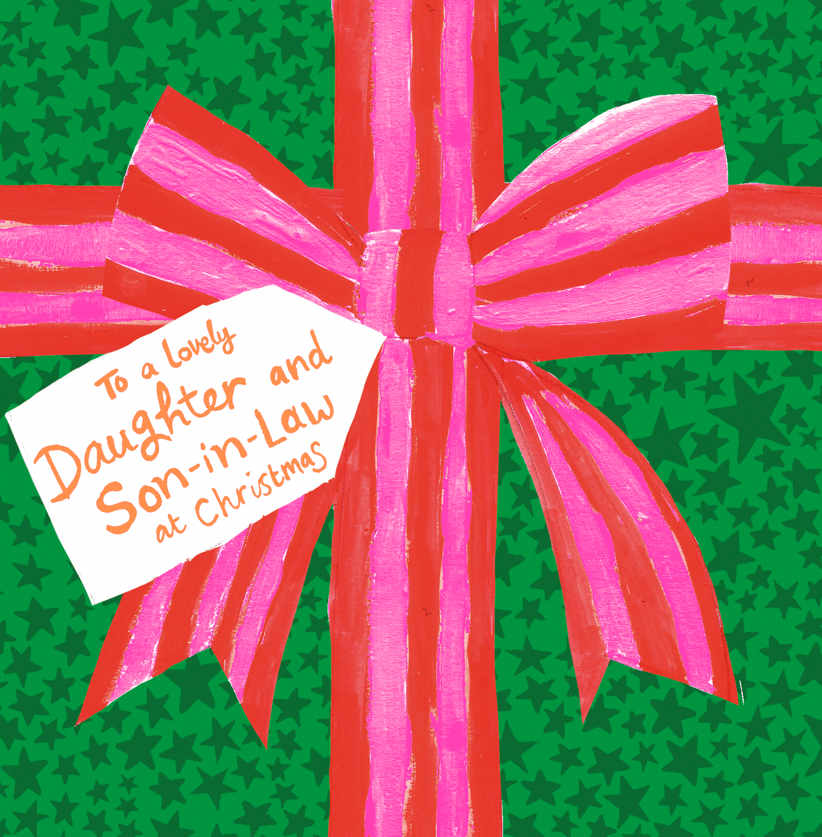 Big Pink Bow Lovely Daughter And Son In Law Christmas Card By Penny Black