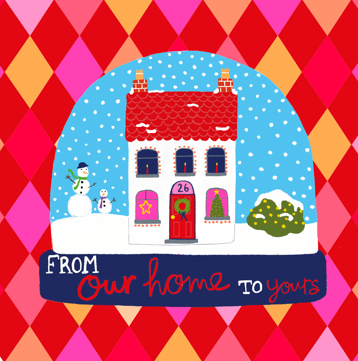 From Our Home To Yours Harlequin Snowglobe Christmas Card By Penny Black