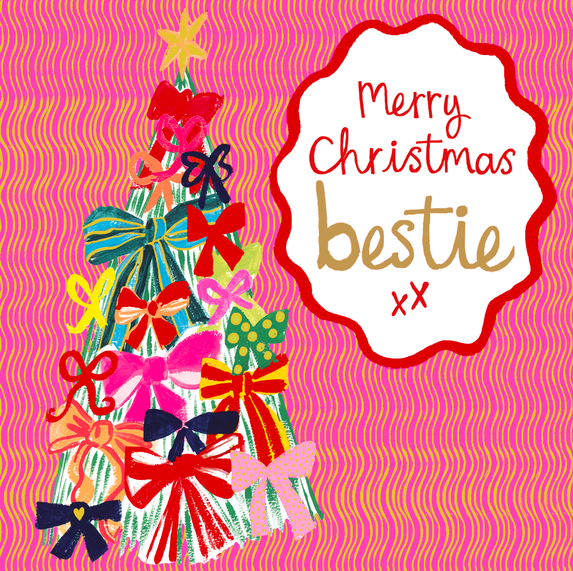 Merry Christmas Bestie Bows Tree Card By Penny Black