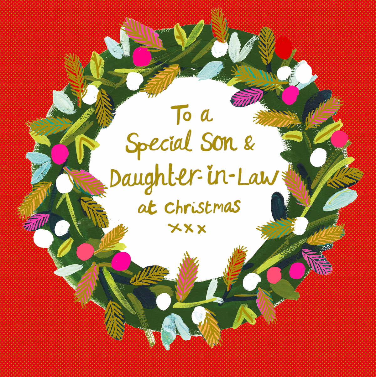 Son And Daughter In Law Fuzzy Wreath Christmas Card By Penny Black