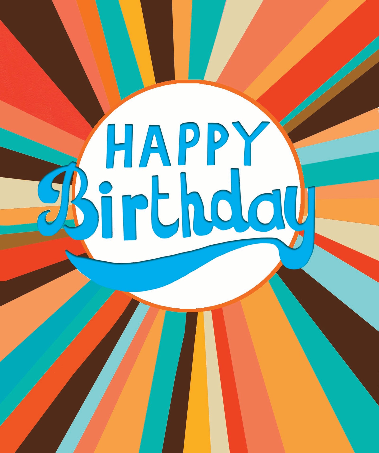 Retro Colourful Stripes Typographic Birthday Card at Penny Black