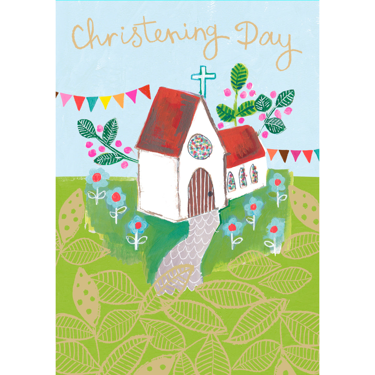 Painted Churchyard Christening Card from Penny Black