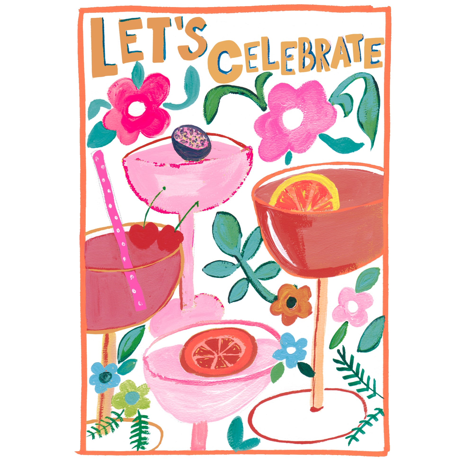 Punchy Florals Cocktails Birthday Card from Penny Black