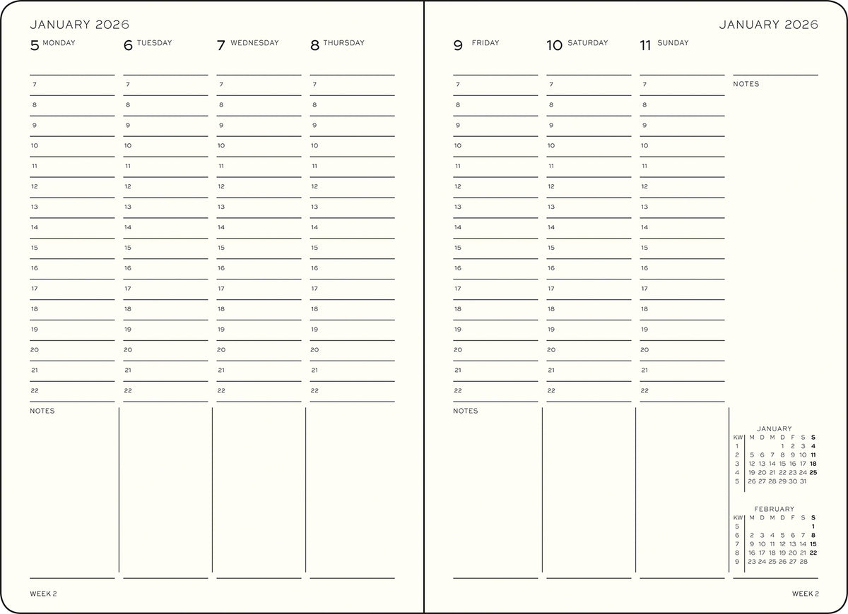 LEUCHTTURM1917 Academic Week Planner 18 Months 2026/7 - example of inside layout