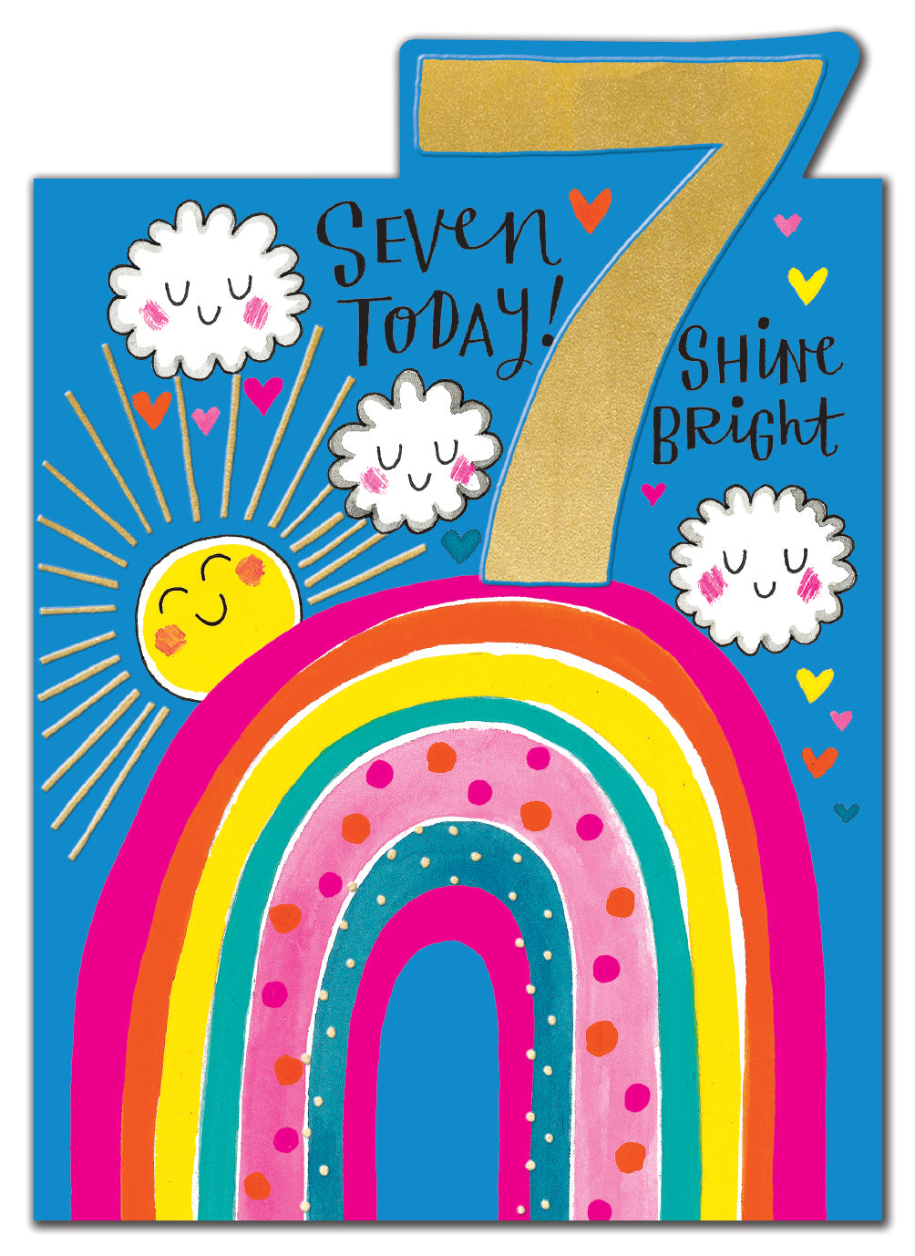 Pink Rainbow 7th Birthday Card at Penny Black