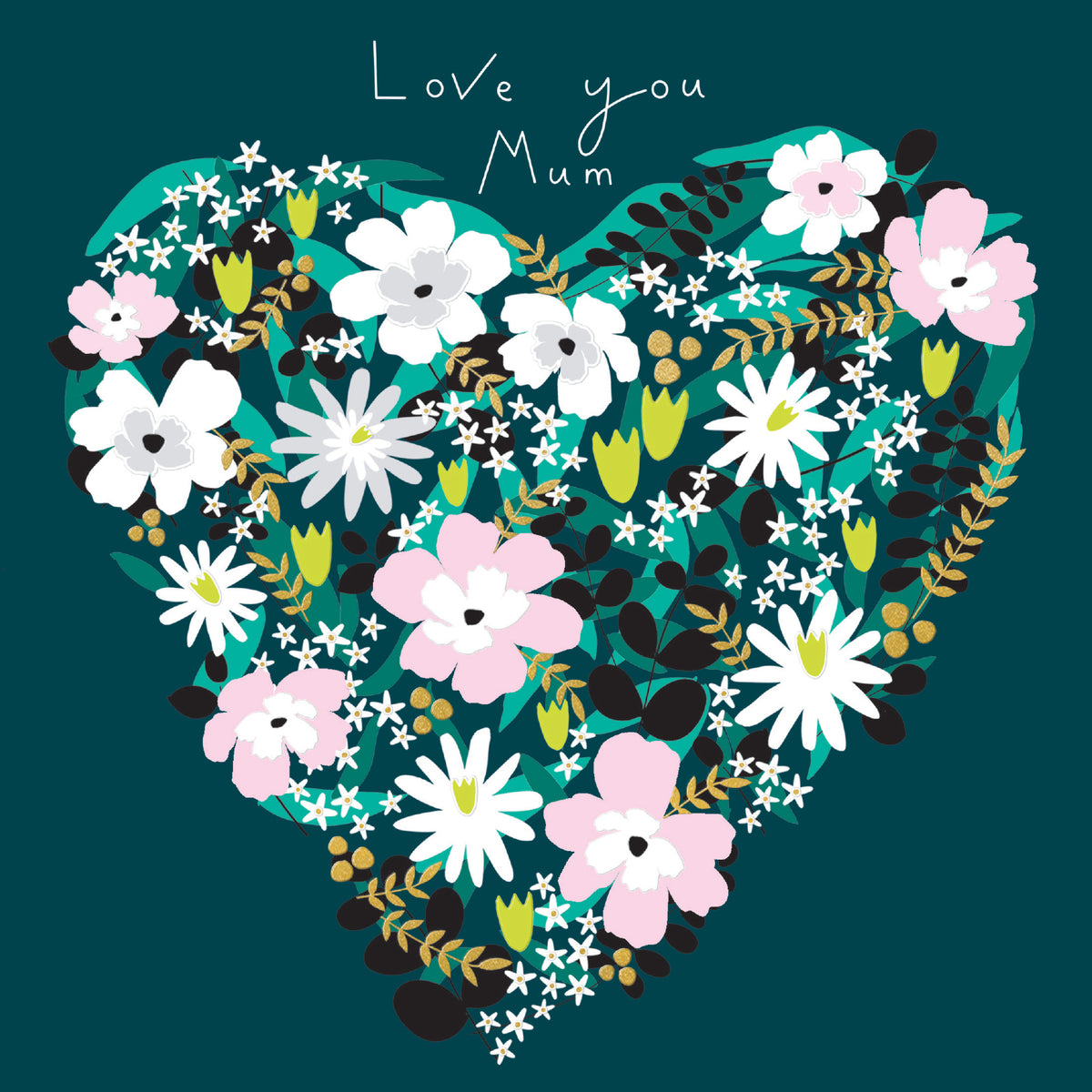 Big Floral Heart Teal Mother&#39;s Day Card by penny black
