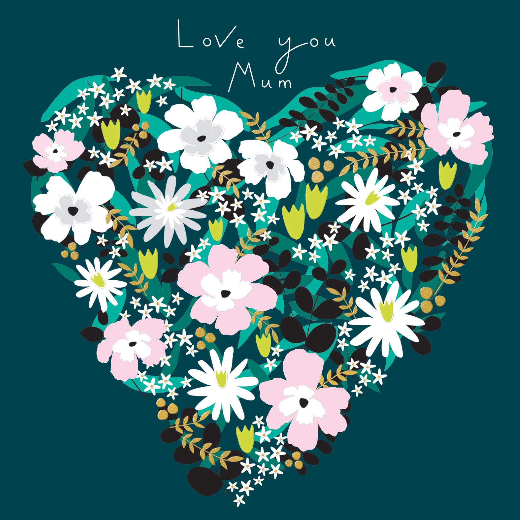 Big Floral Heart Teal Mother's Day Card by penny black
