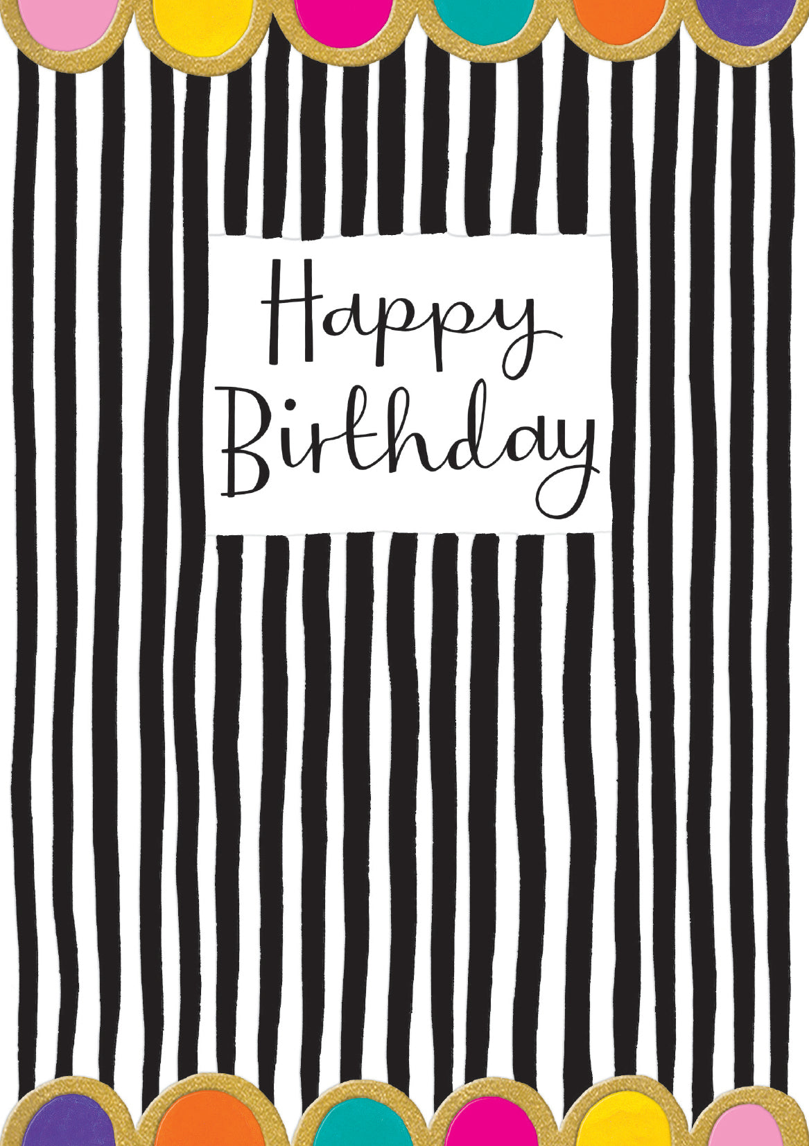 Happy Birthday Black & White Stripes Card at Penny Black