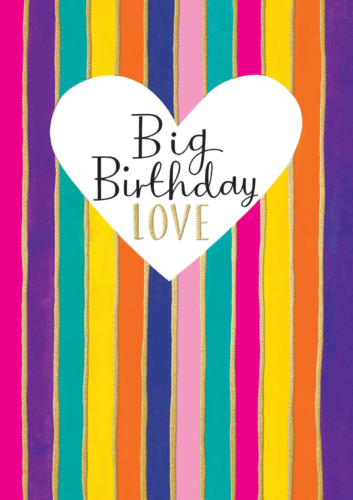 Big Birthday Love Colourful Stripes Card at Penny Black