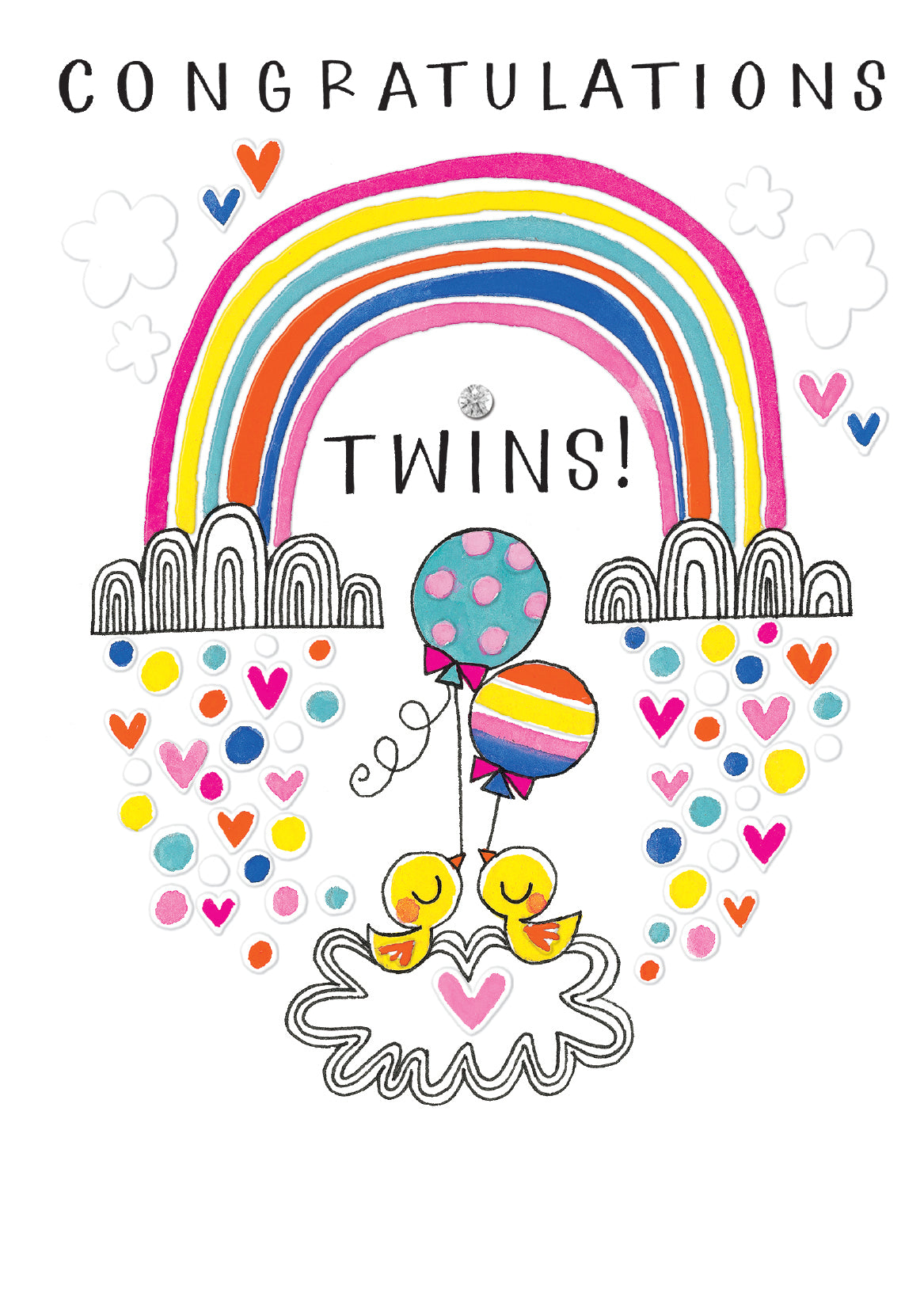 Rainbow Ducks Twins New Baby Card at Penny Black