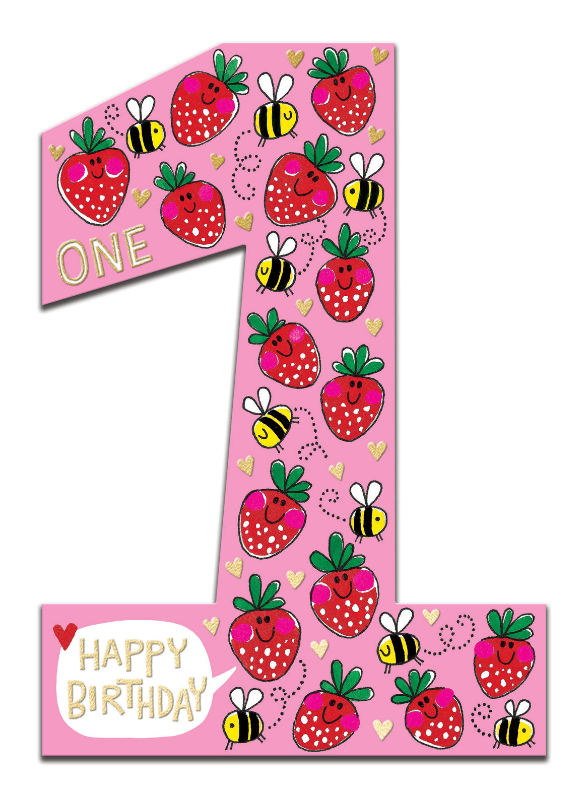 Age 1 Strawberries Cut Out Birthday Card from Penny Black
