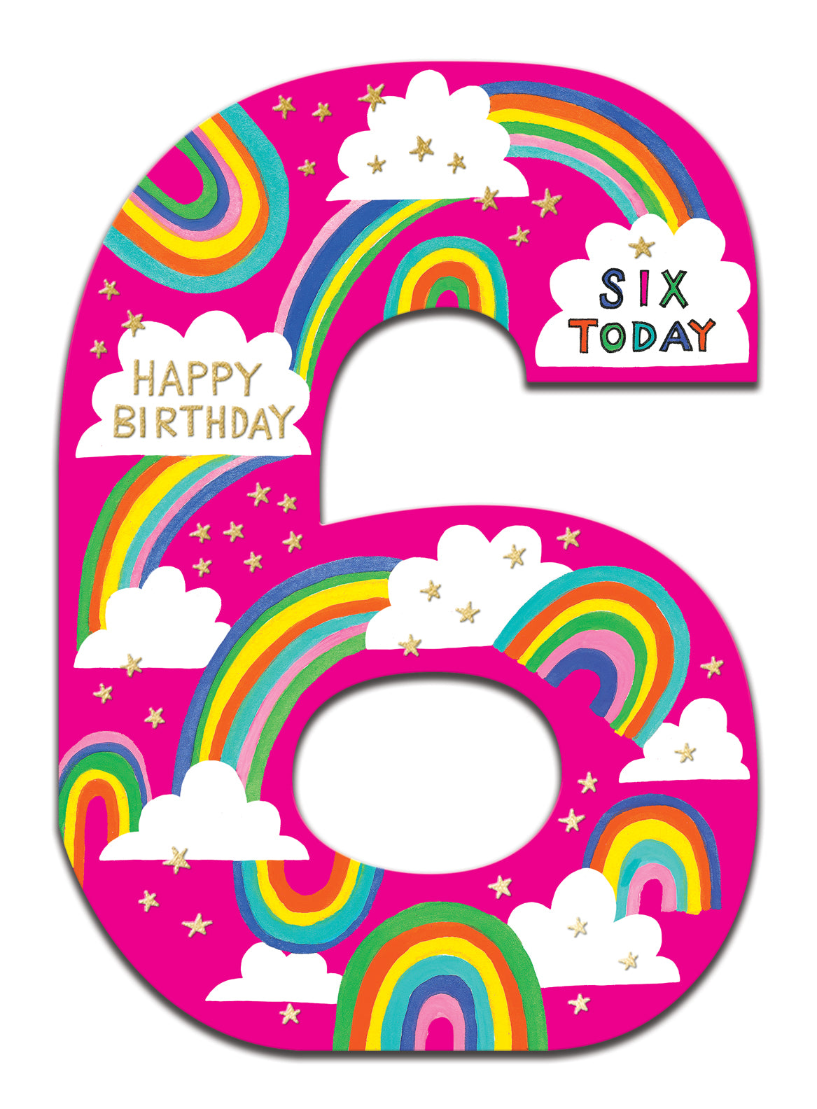 Age 6 Rainbows Cut Out Birthday Card from Penny Black