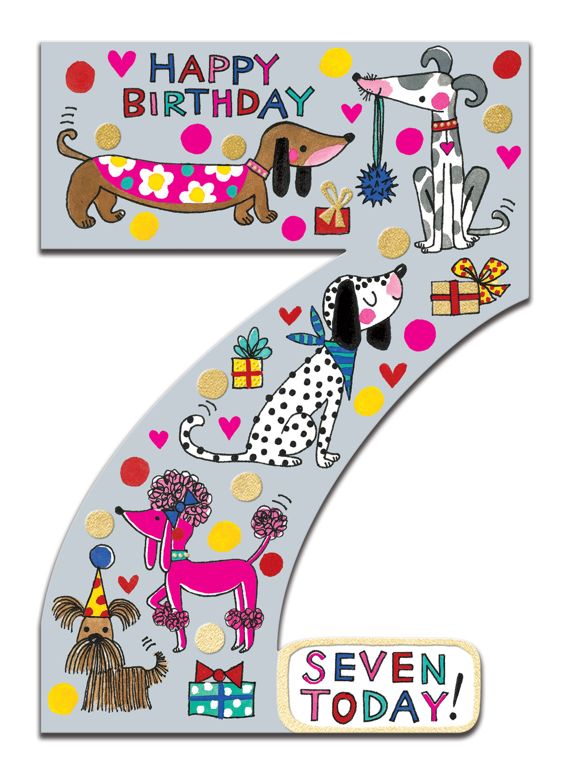 Age 7 Pup Party Cut Out Birthday Card from Penny Black