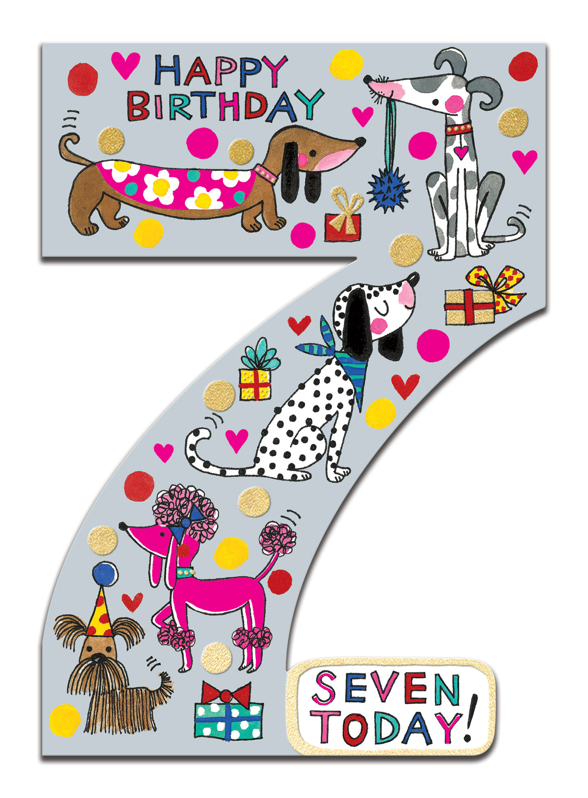 Age 7 Pup Party Cut Out Birthday Card from Penny Black