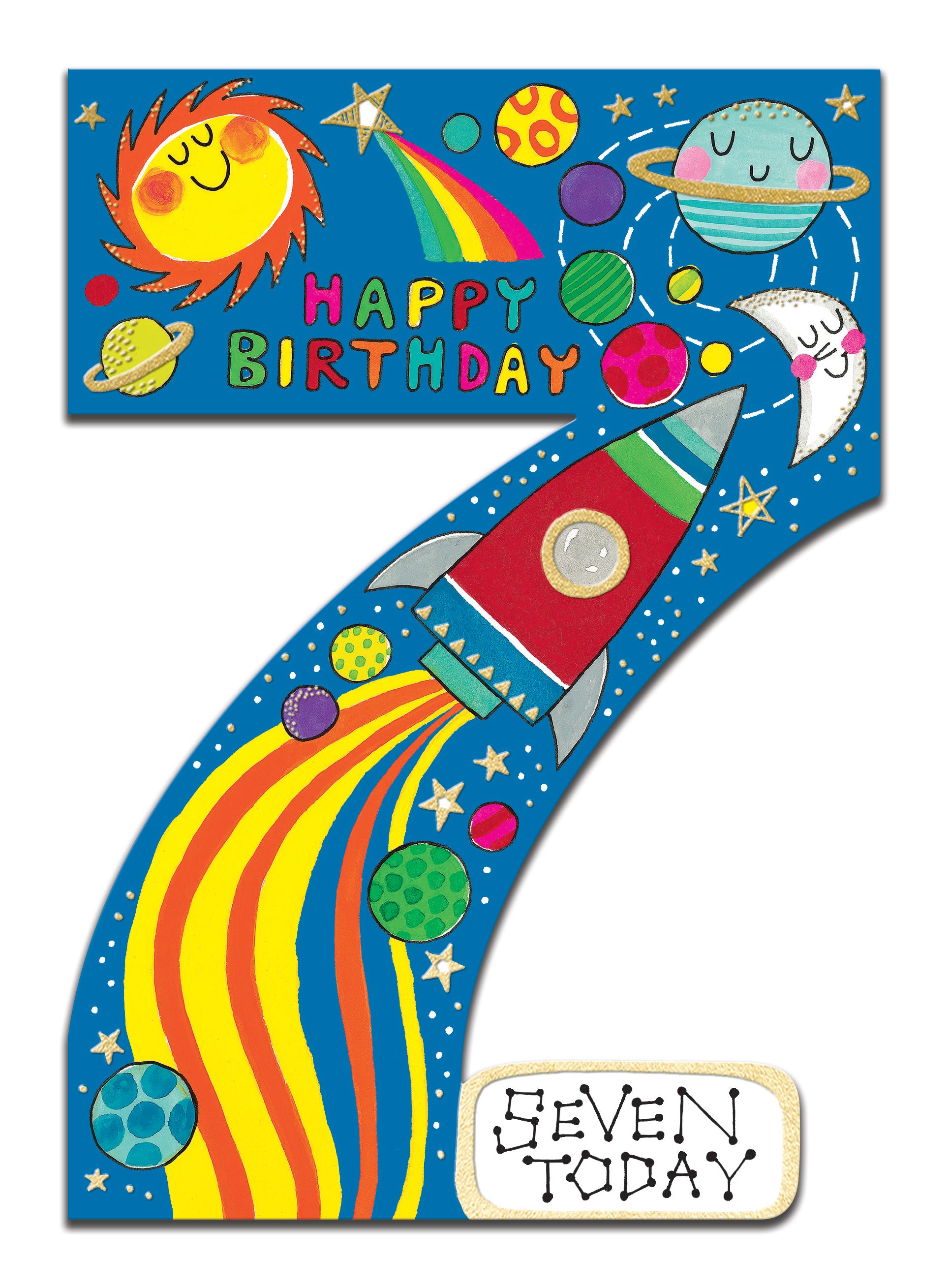 Age 7 Cosmos Cut Out Birthday Card from Penny Black