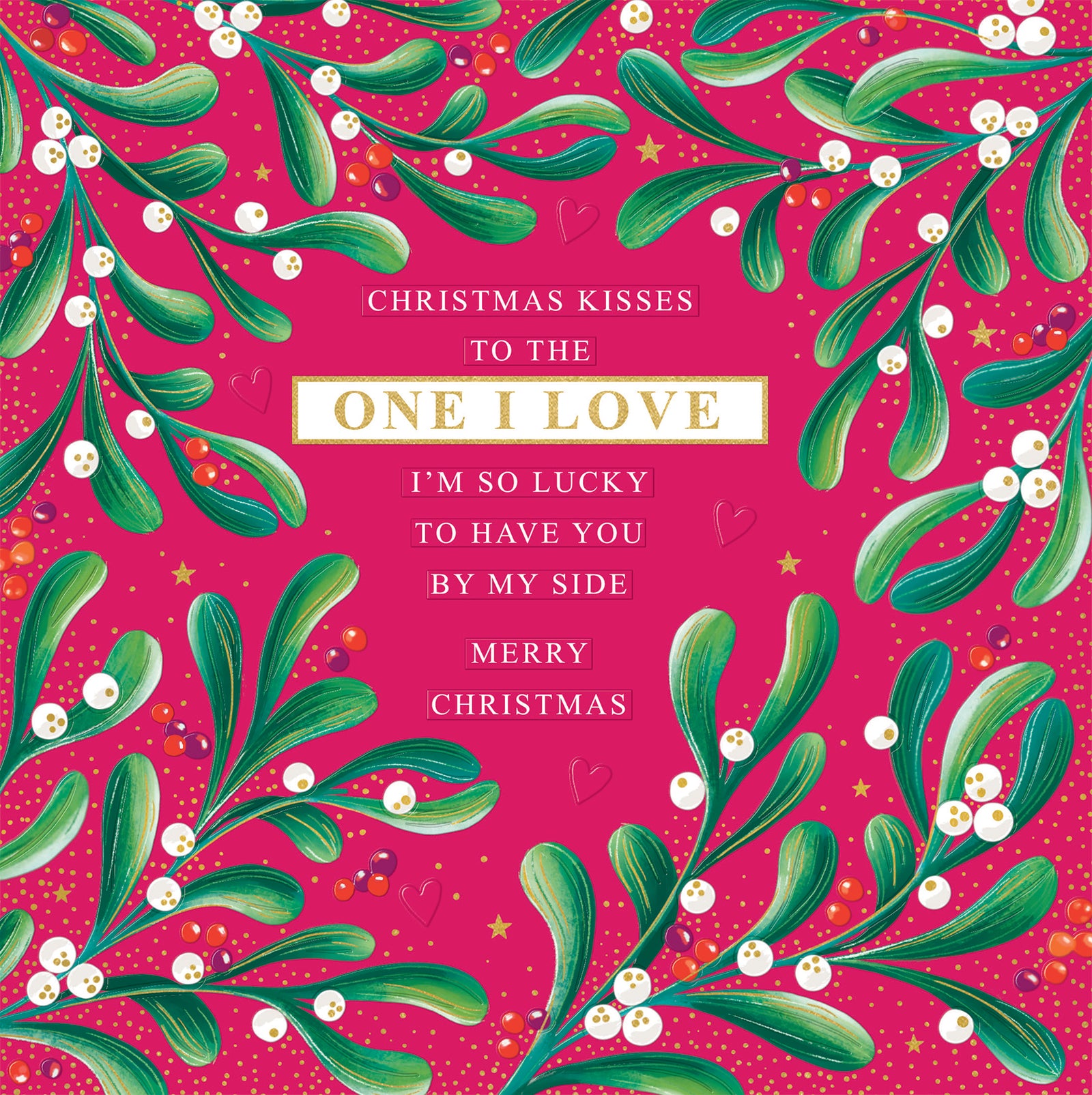 Christmas Kisses To The One I Love Mistletoe Card by penny black