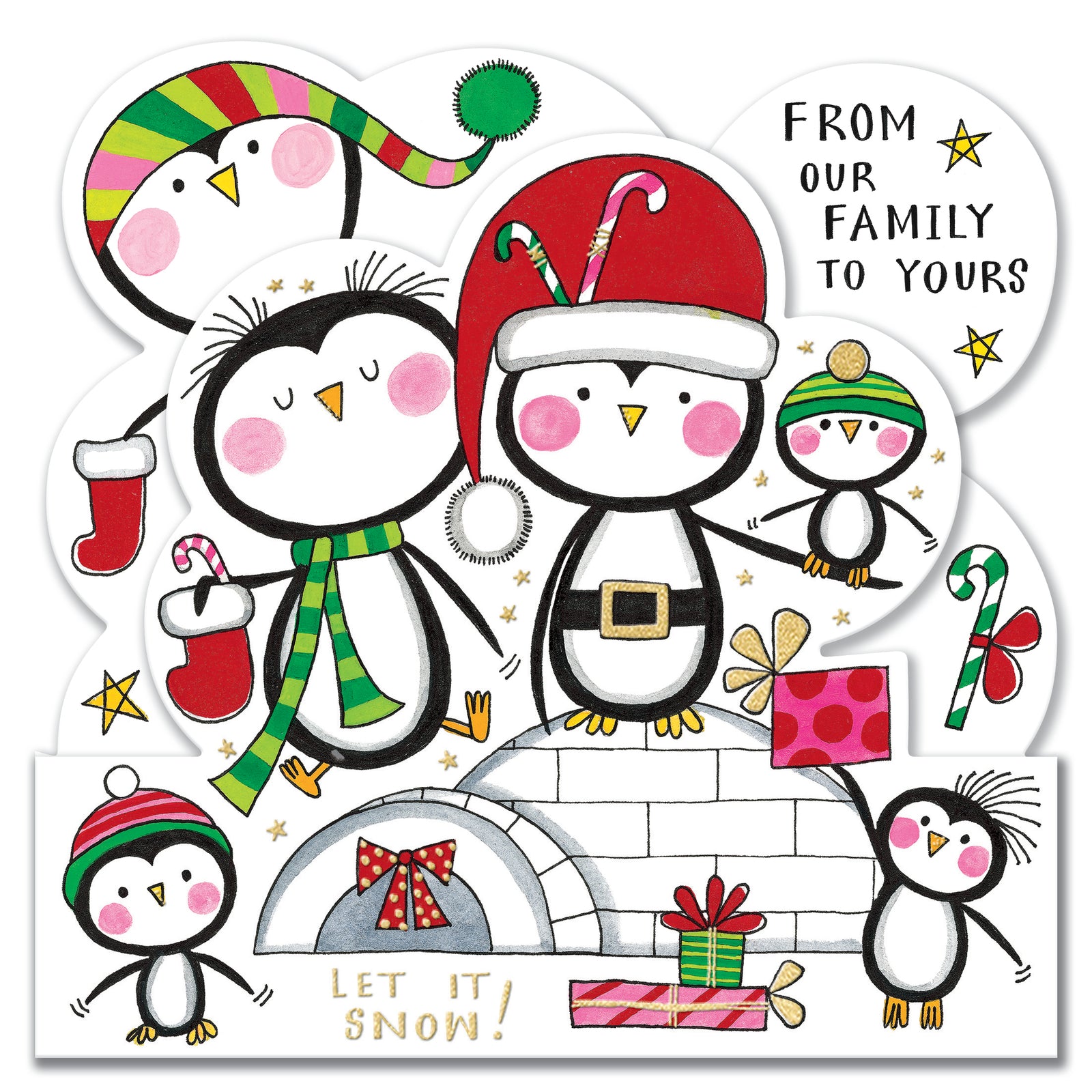 Penguins By The Fire From Our Family To Yours Christmas Card by penny black