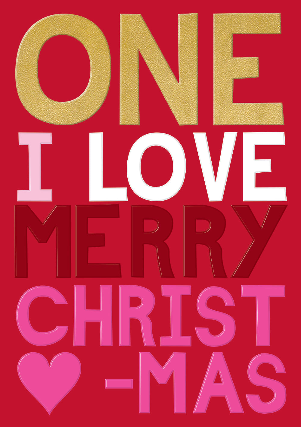 Pink Heart One I Love Merry Christmas Card By Penny Black