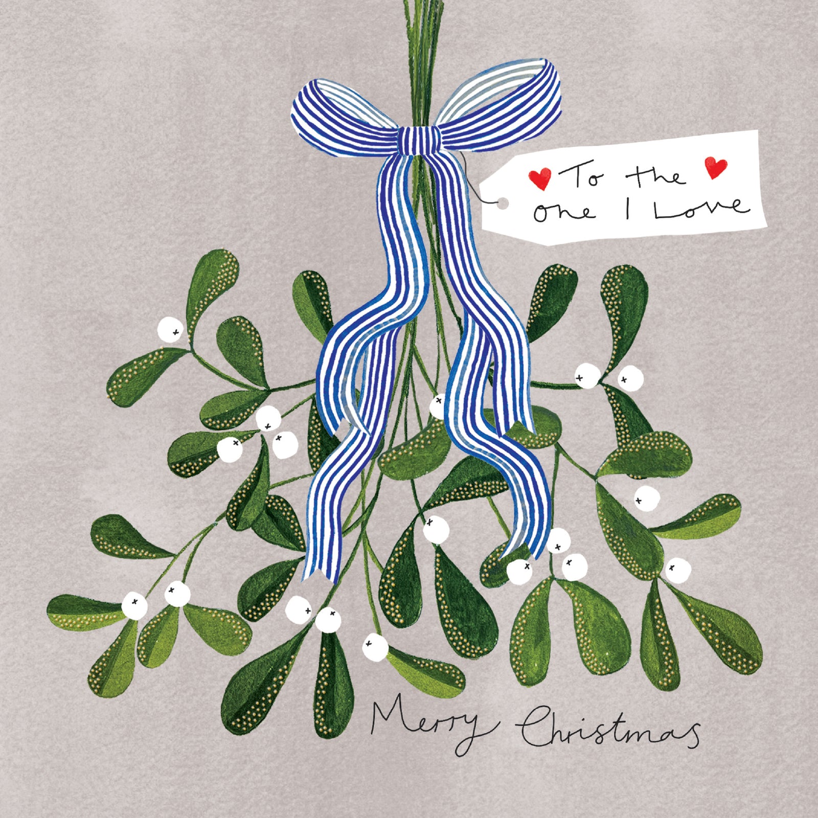 To The One I Love Mistletoe With Bow Christmas Card By Penny Black