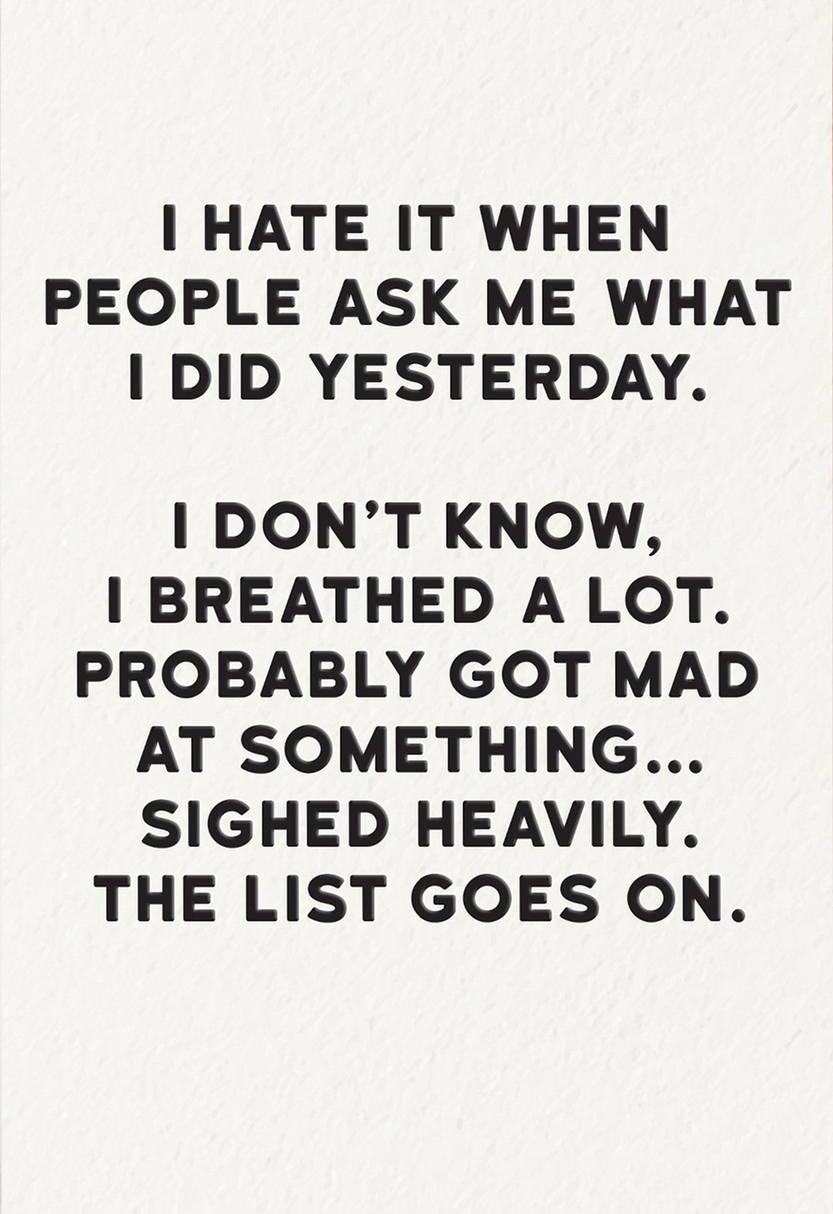 What I Did Yesterday Funny Card at Penny Black