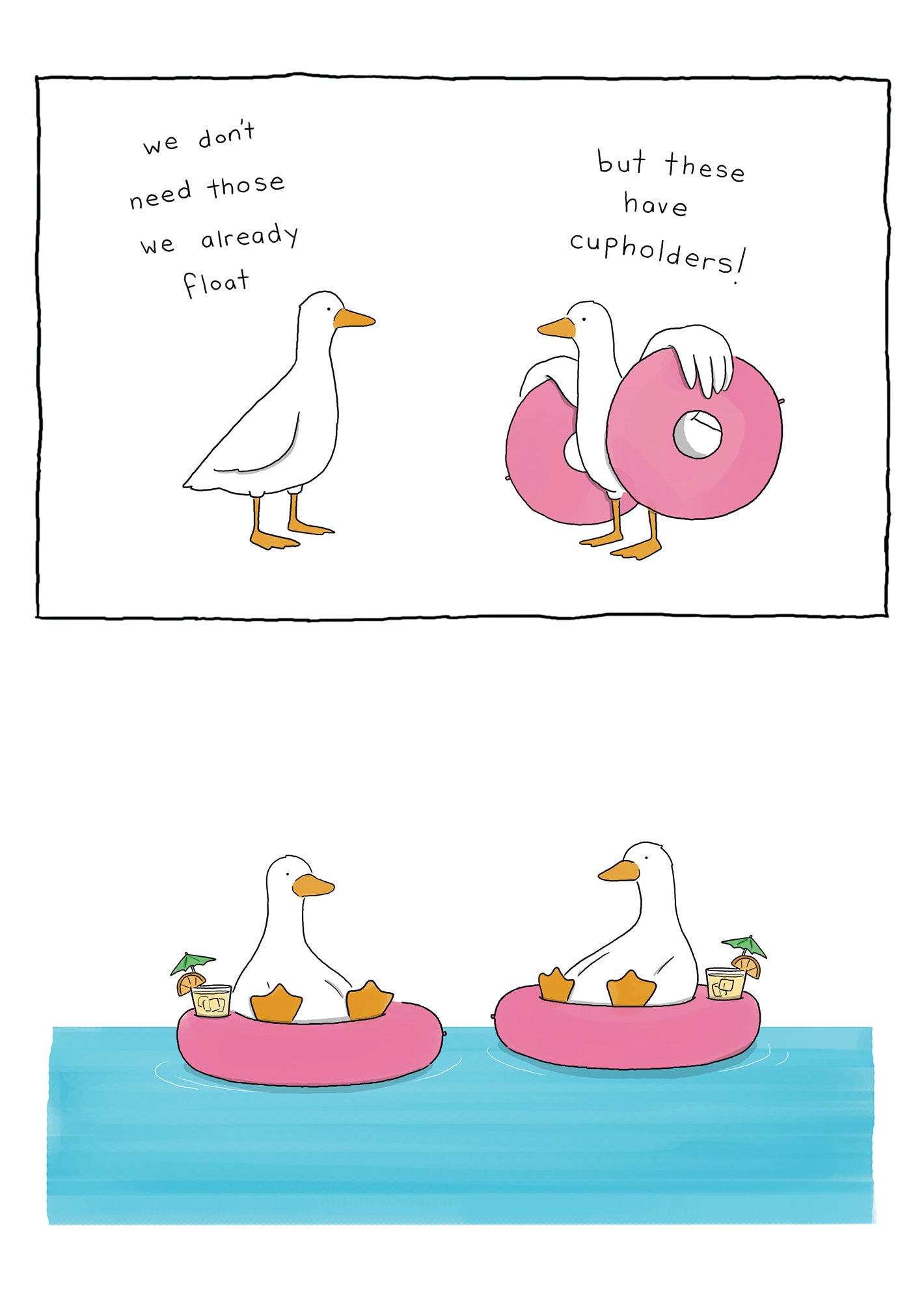 Floating Cupholders Ducks Funny Card from Penny Black