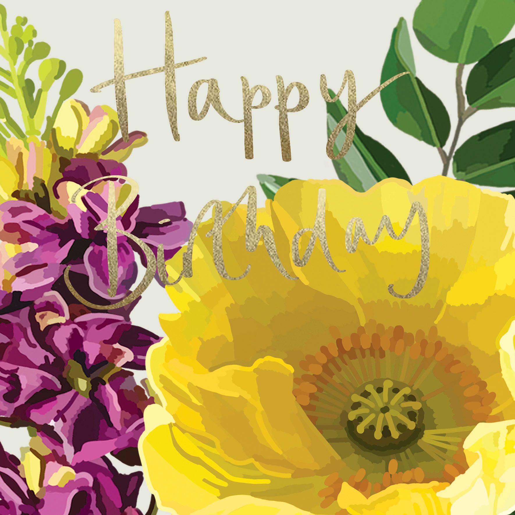 Yellow Poppy Garden Floral Birthday Card from Penny Black