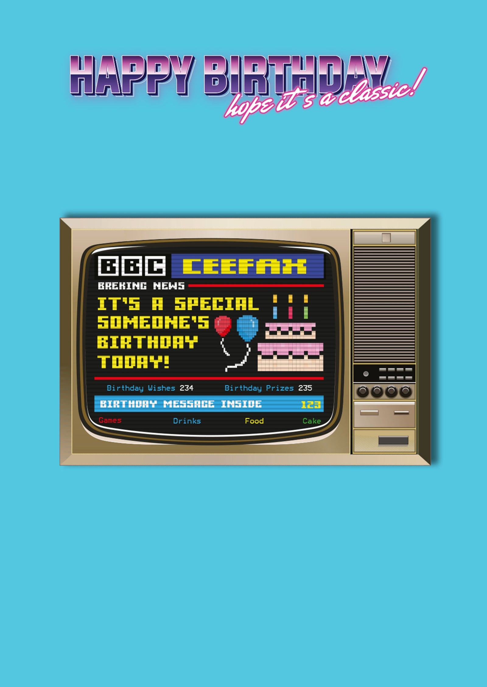 Ceefax Hope It's A Classic Retro Birthday Card at Penny Black