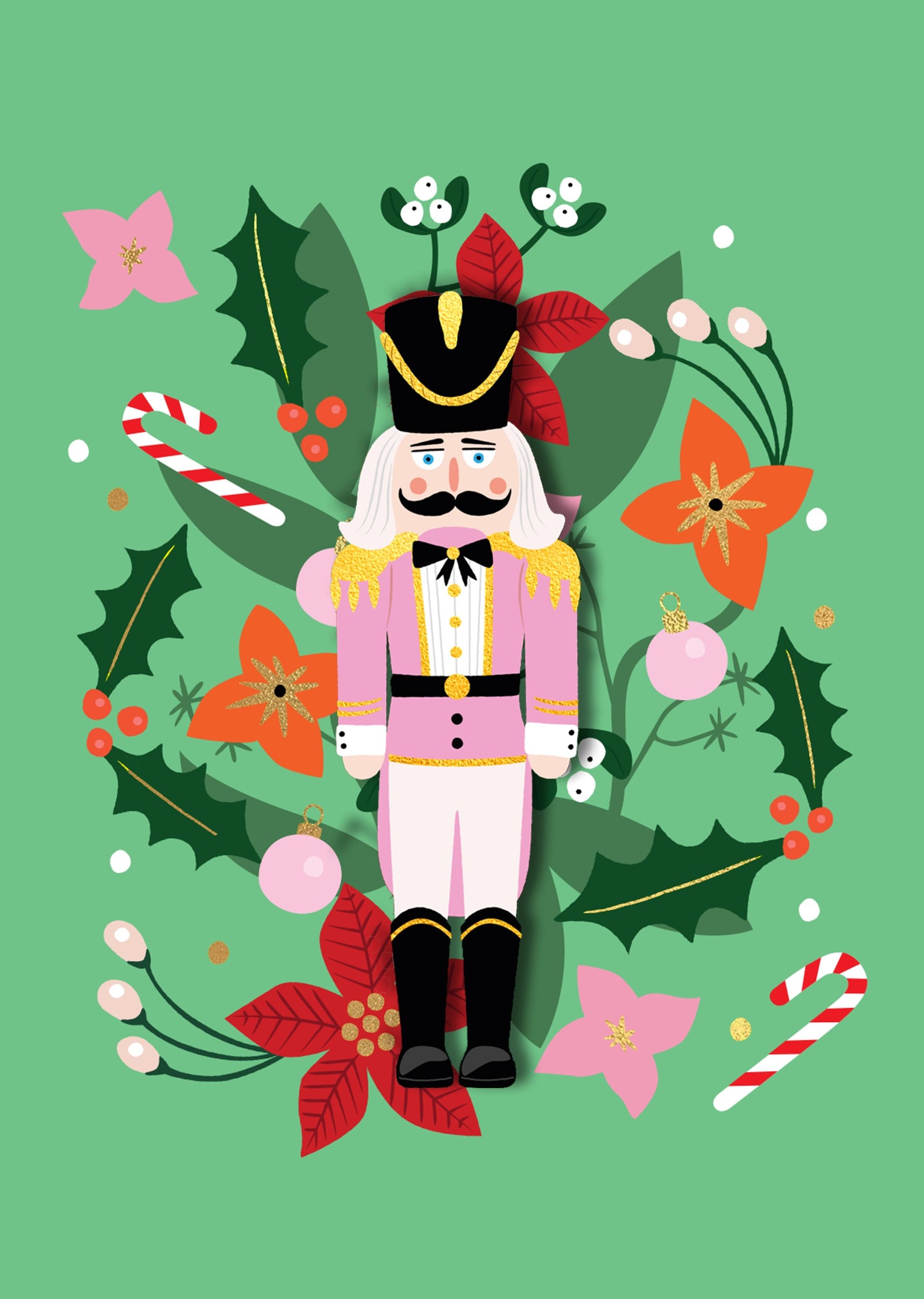 Folk Art Nutcracker Embellished Christmas Card by penny black