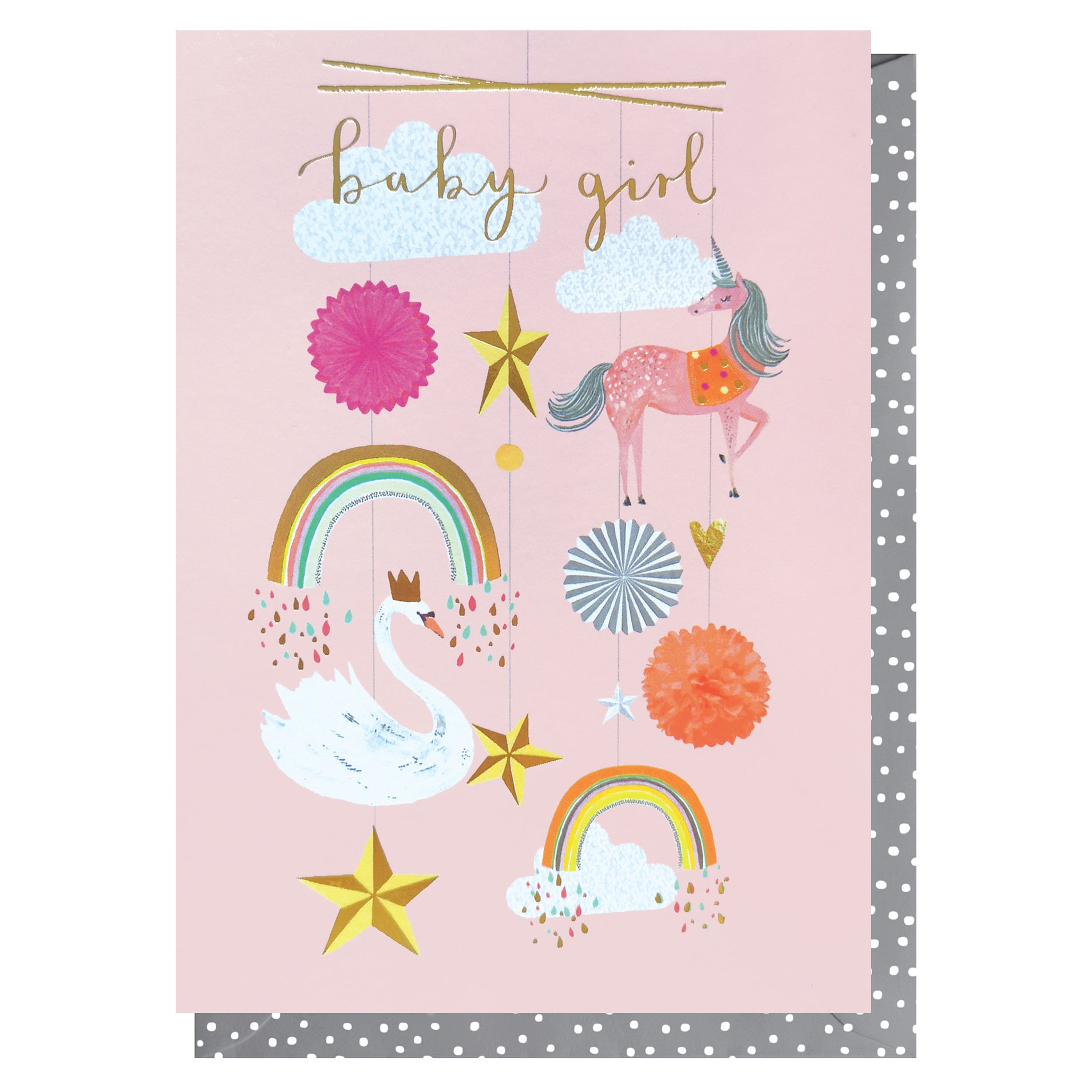 Rainbow Mobile Baby Girl Card from Penny Black