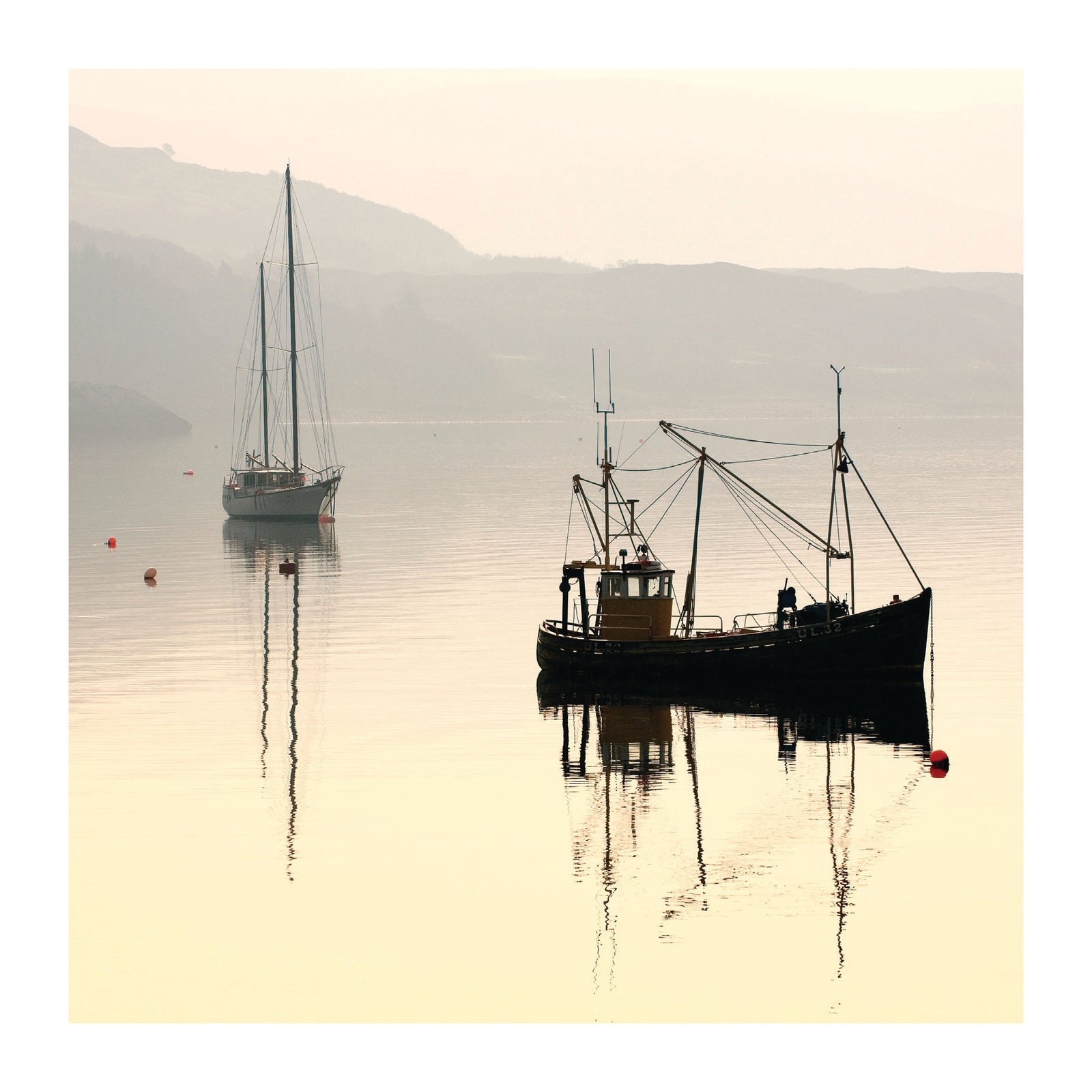 Boats In A Misty River Photographic Card at Penny Black