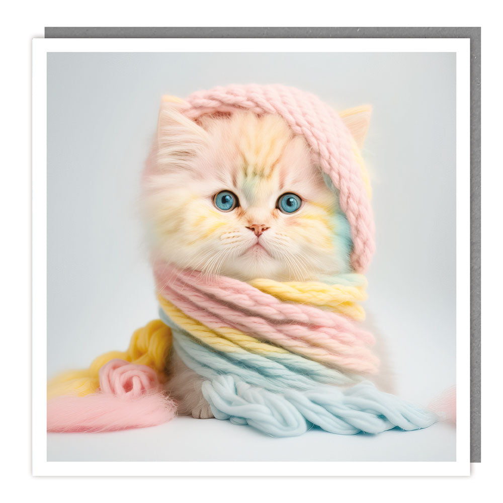 Light Hearted Wrapped Kitten Photographic Art Card from Penny Black