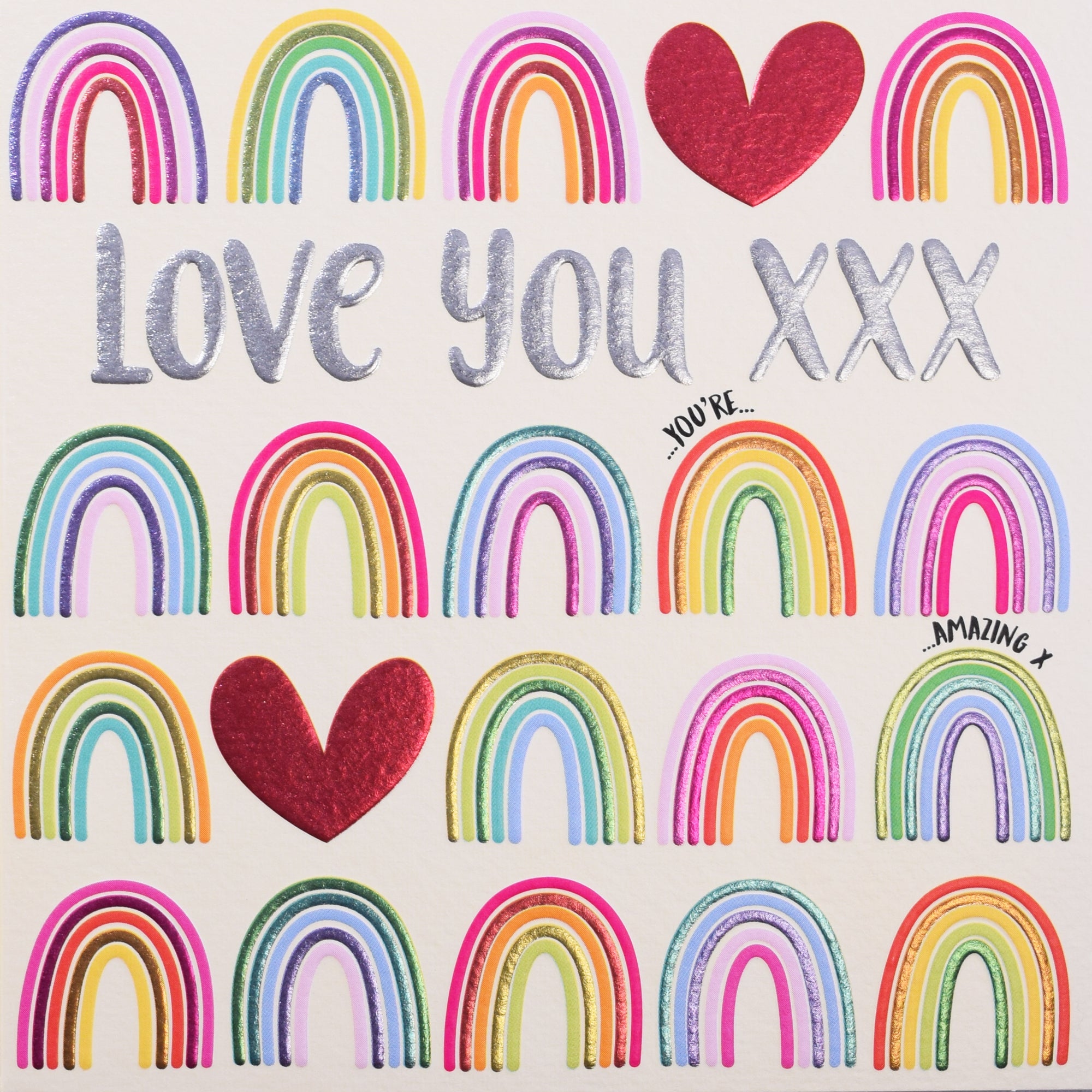 Love You Rainbows Metallic Valentine Card by penny black