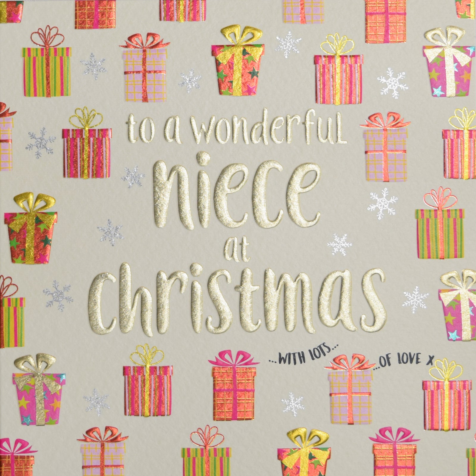 Wonderful Niece Foil Gifts Christmas Card by penny black