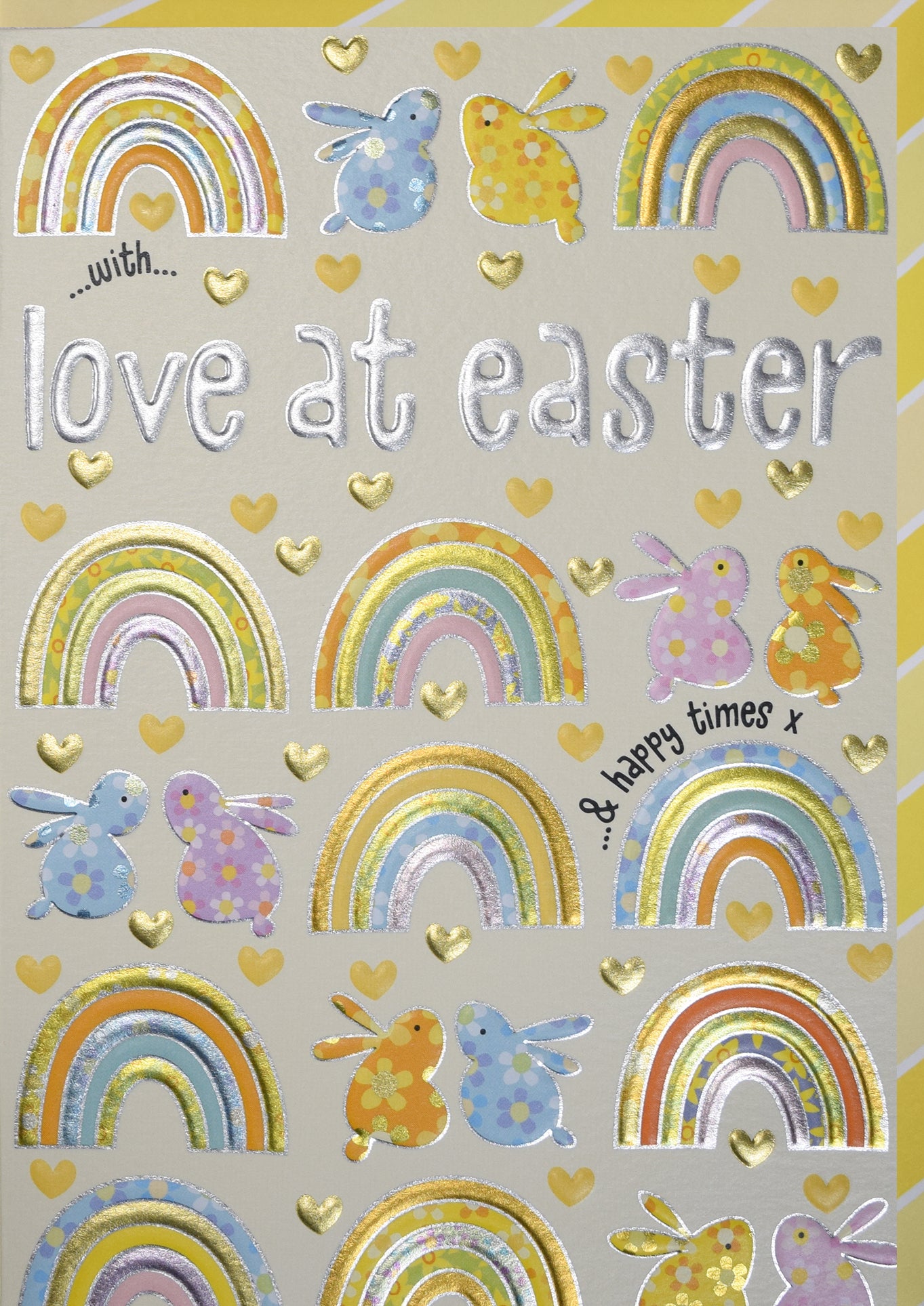 Foil Pastel Rainbows & Bunnies With Love At Easter Card By Penny Black