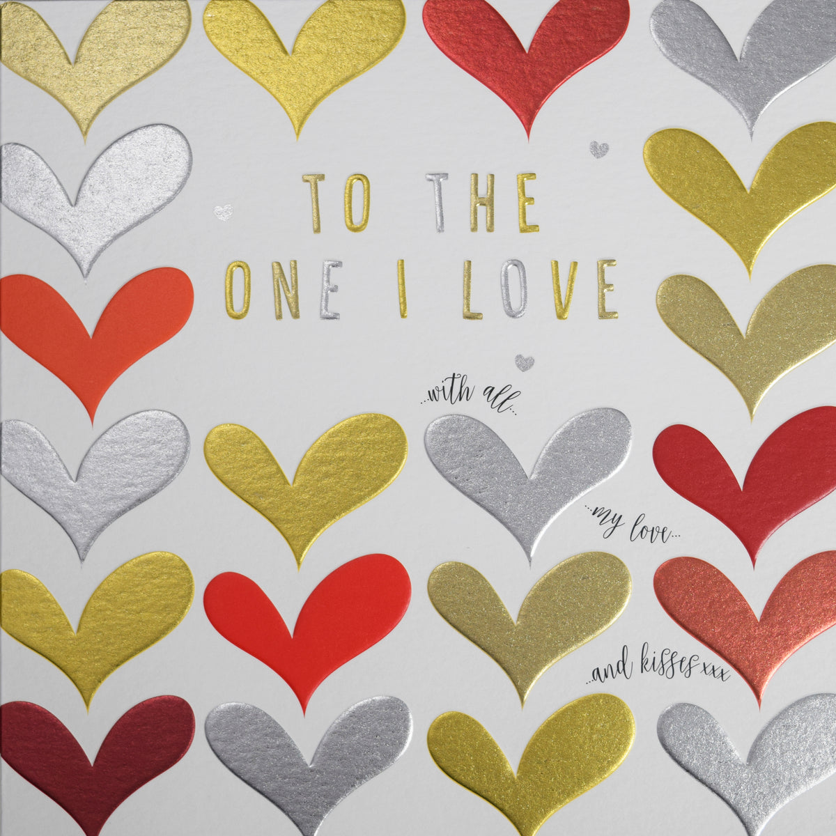 One I Love Gold And Silver Hearts All My Love Valentine's Day Card By Penny Black