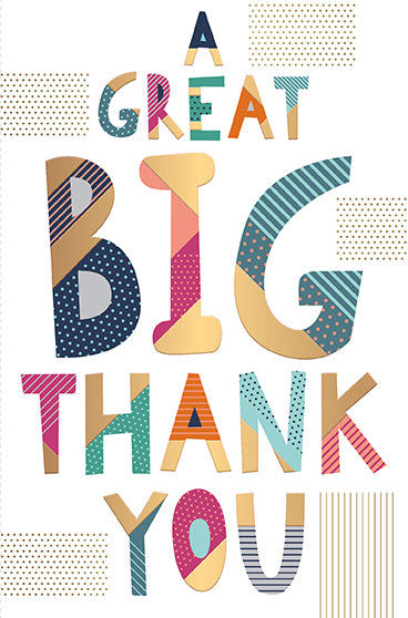 Patterned Great Big Thank You Card from Penny Black