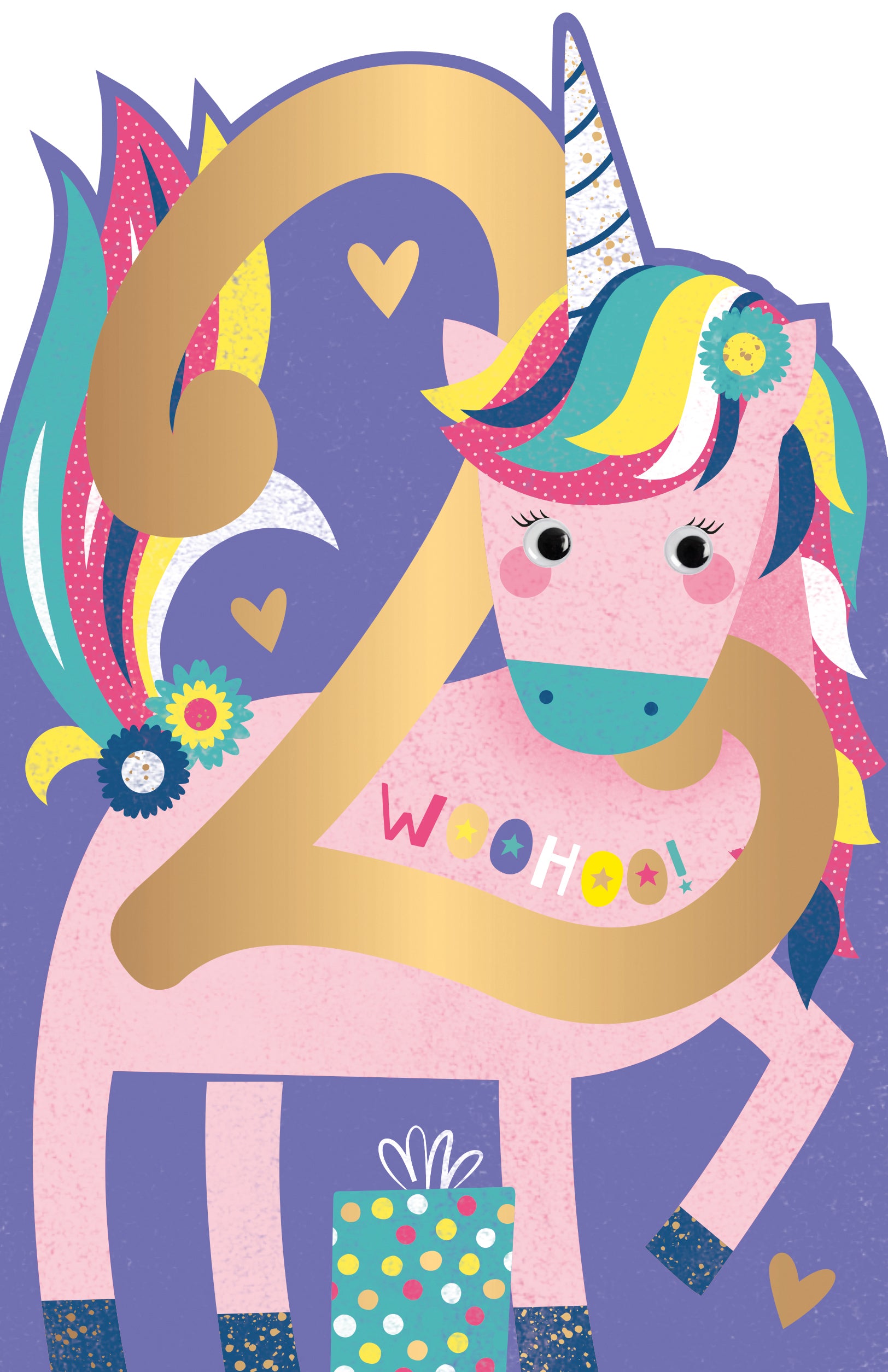 Woo Hoo Age 2 Cut Out Unicorn Birthday Card from Penny Black