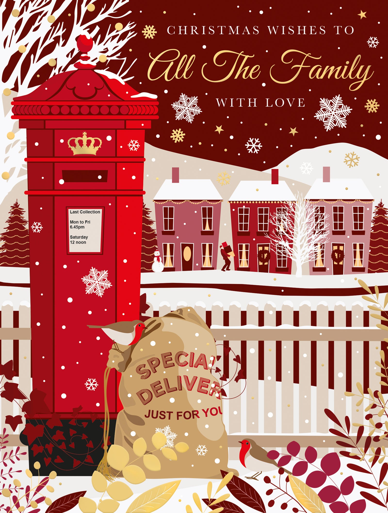 Special Delivery Postbox To All The Family Christmas Card by penny black